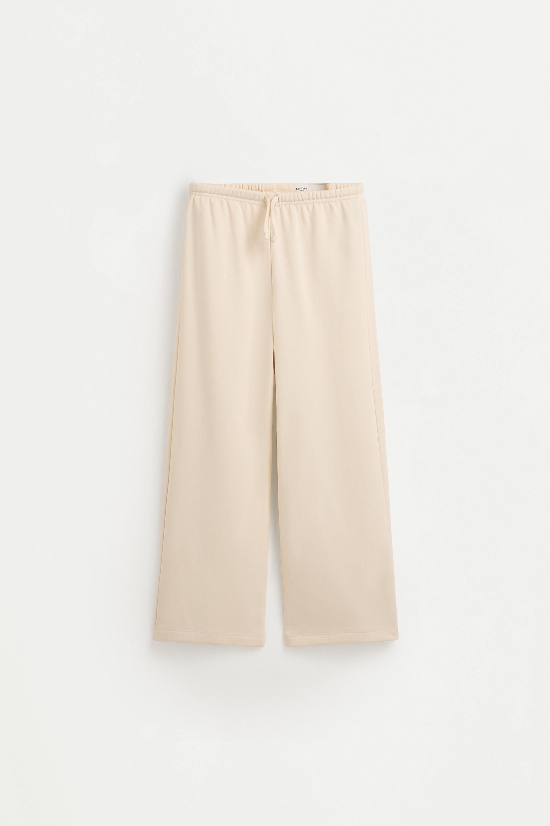 Wide-leg plush trousers — ECRU