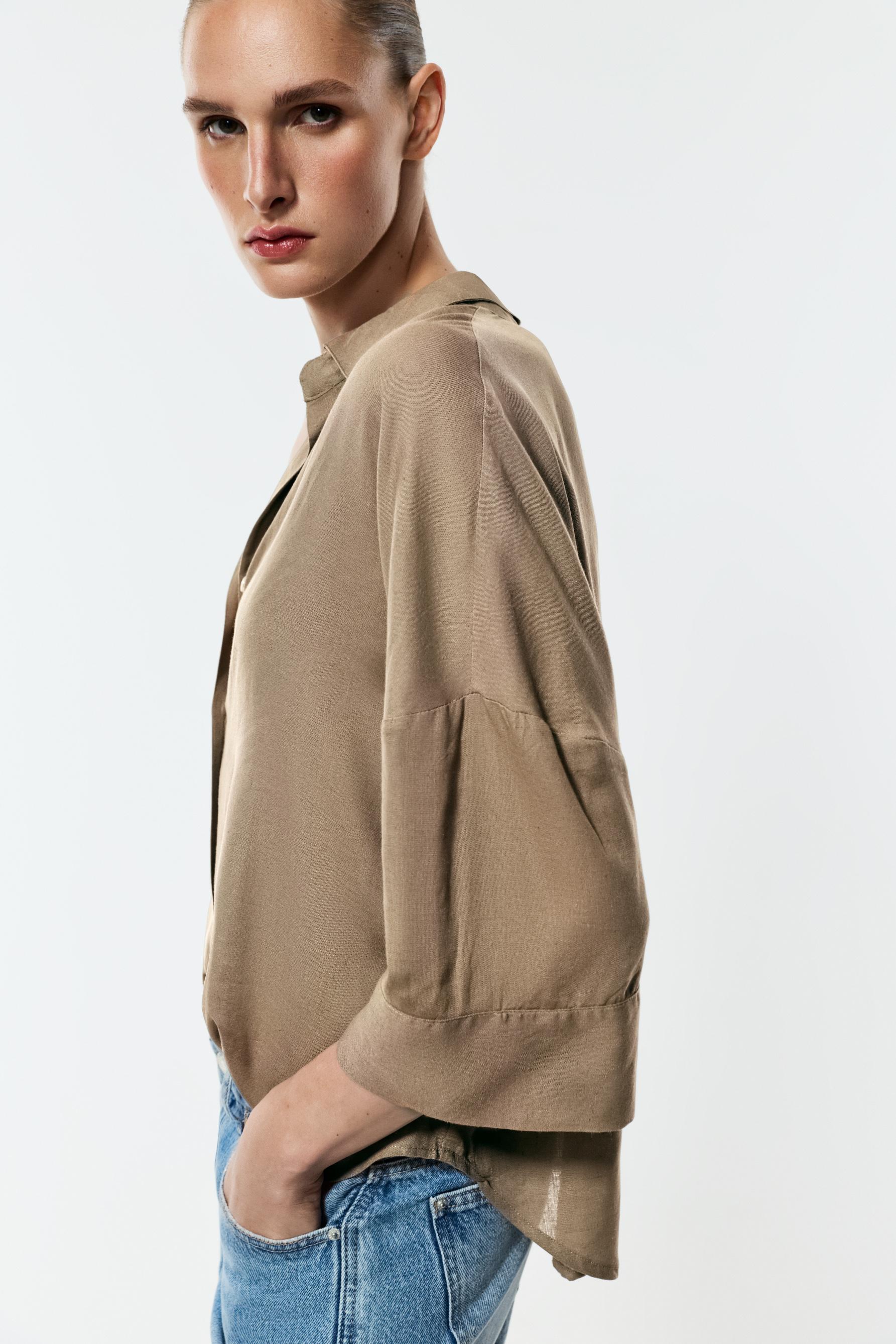 Wide sleeve shirt — KHAKI