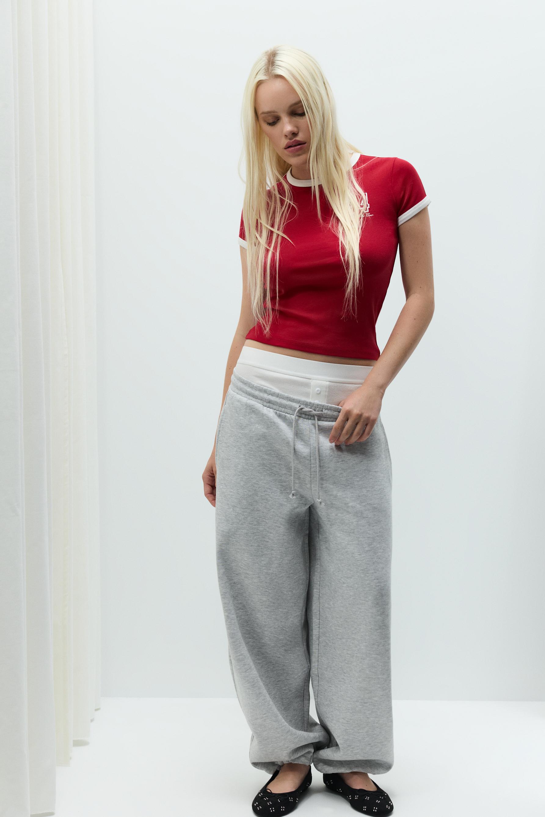 Plush barrel trousers — GREY MARL