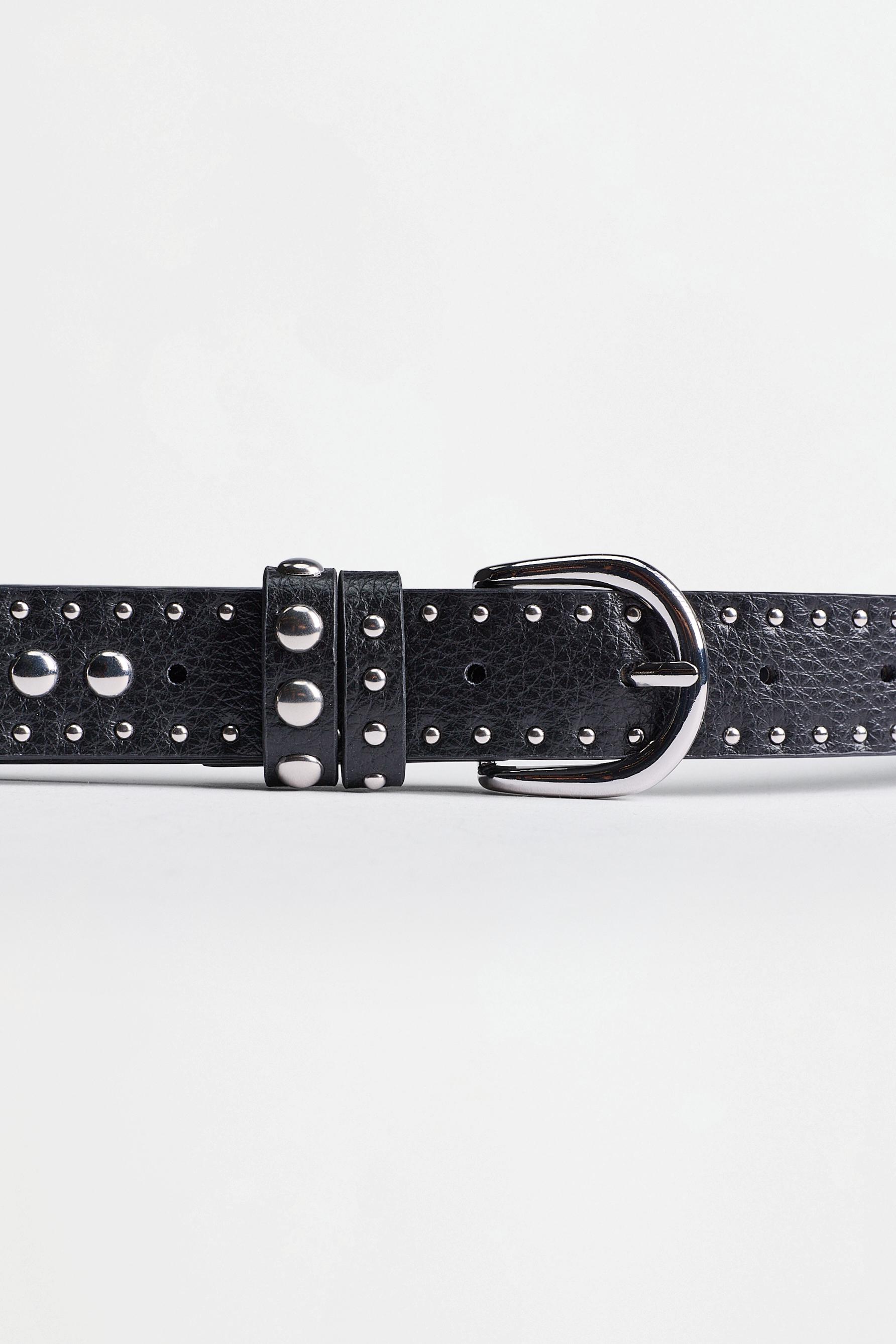 Wide studded belt — BLACK
