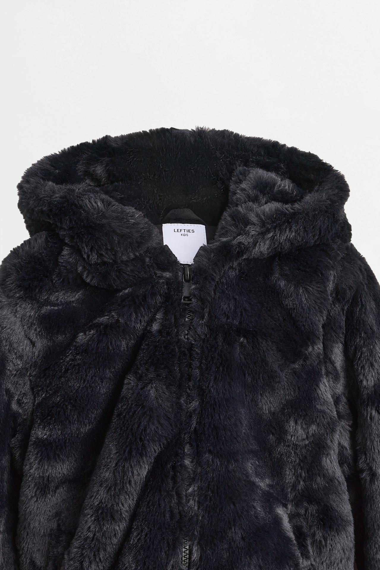 Faux fur coat — BLACK