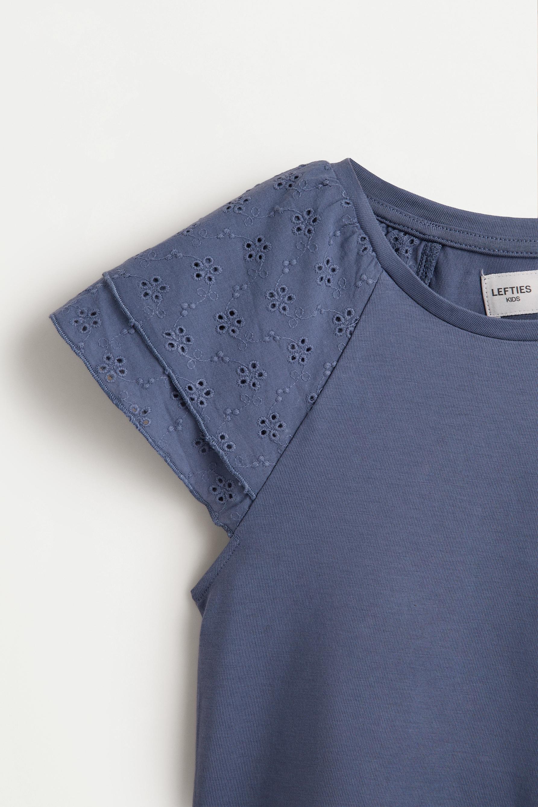 Swiss embroidery t-shirt — STEEL BLUE