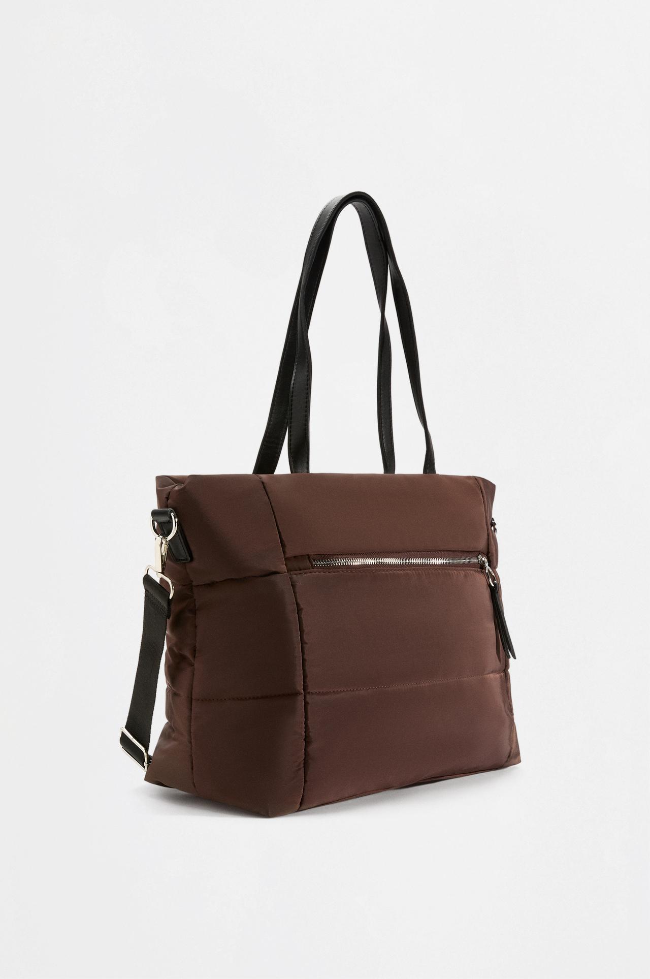 Nylon shopper tote — BROWN