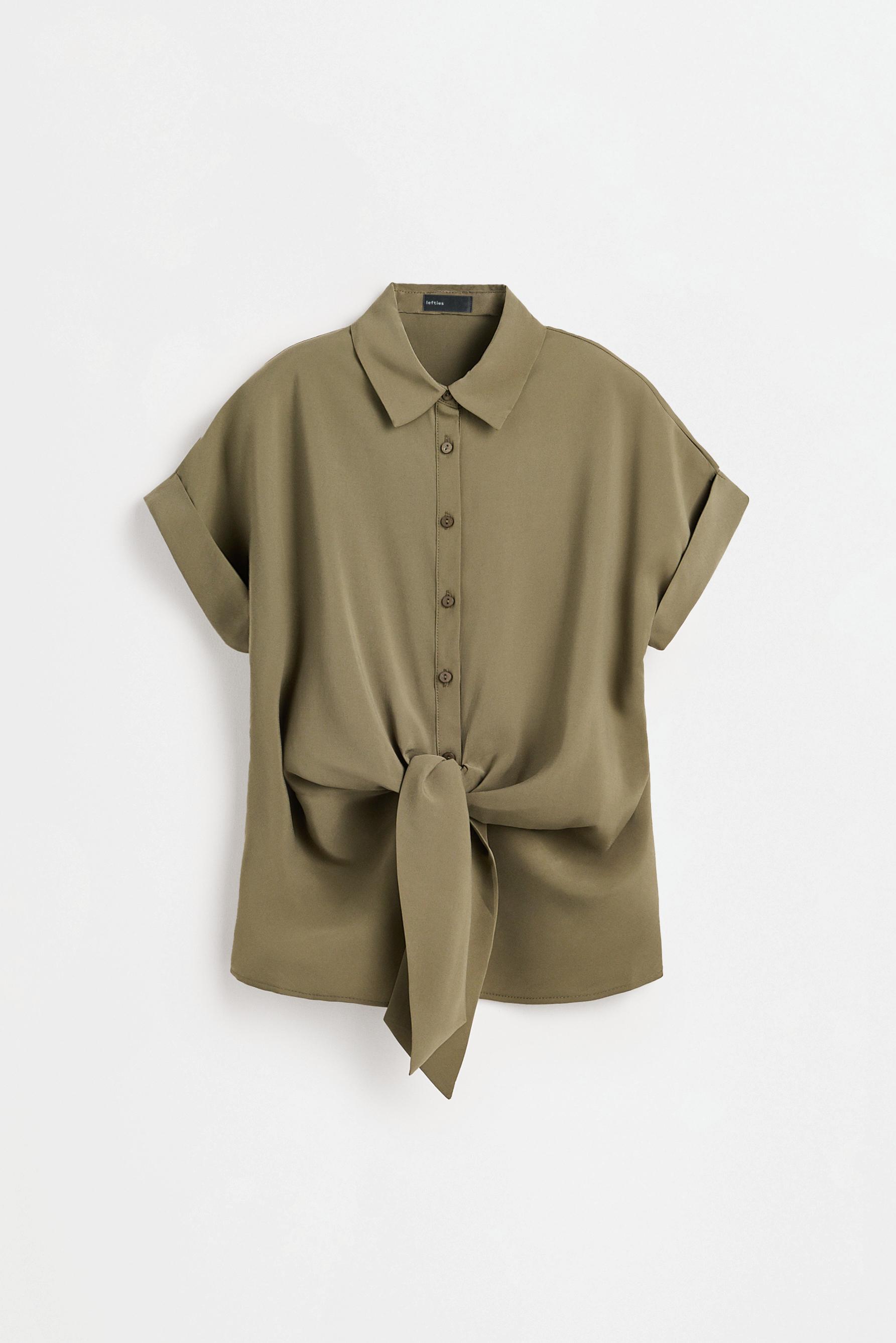 Shirt with tie detail — KHAKI