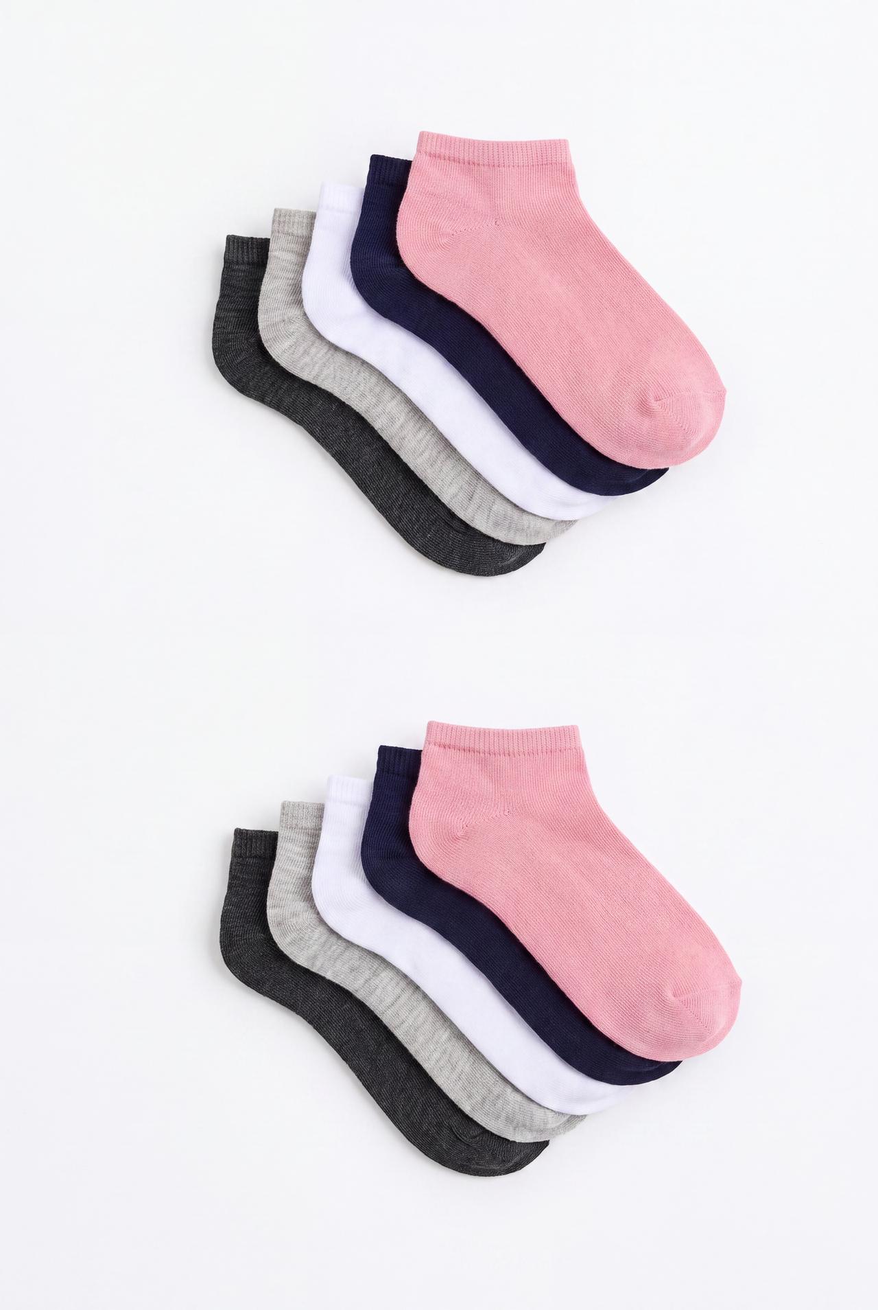 Plain ankle socks (Pack 10) — PINK