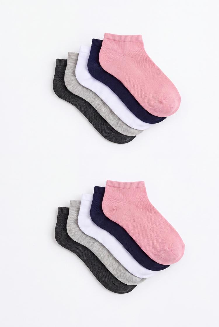 Plain ankle socks (Pack 10) — PINK