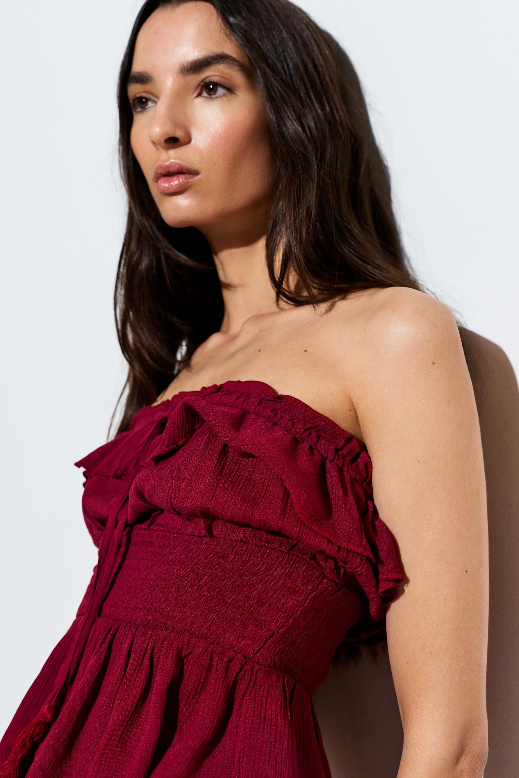 Ruffled top — MAROON