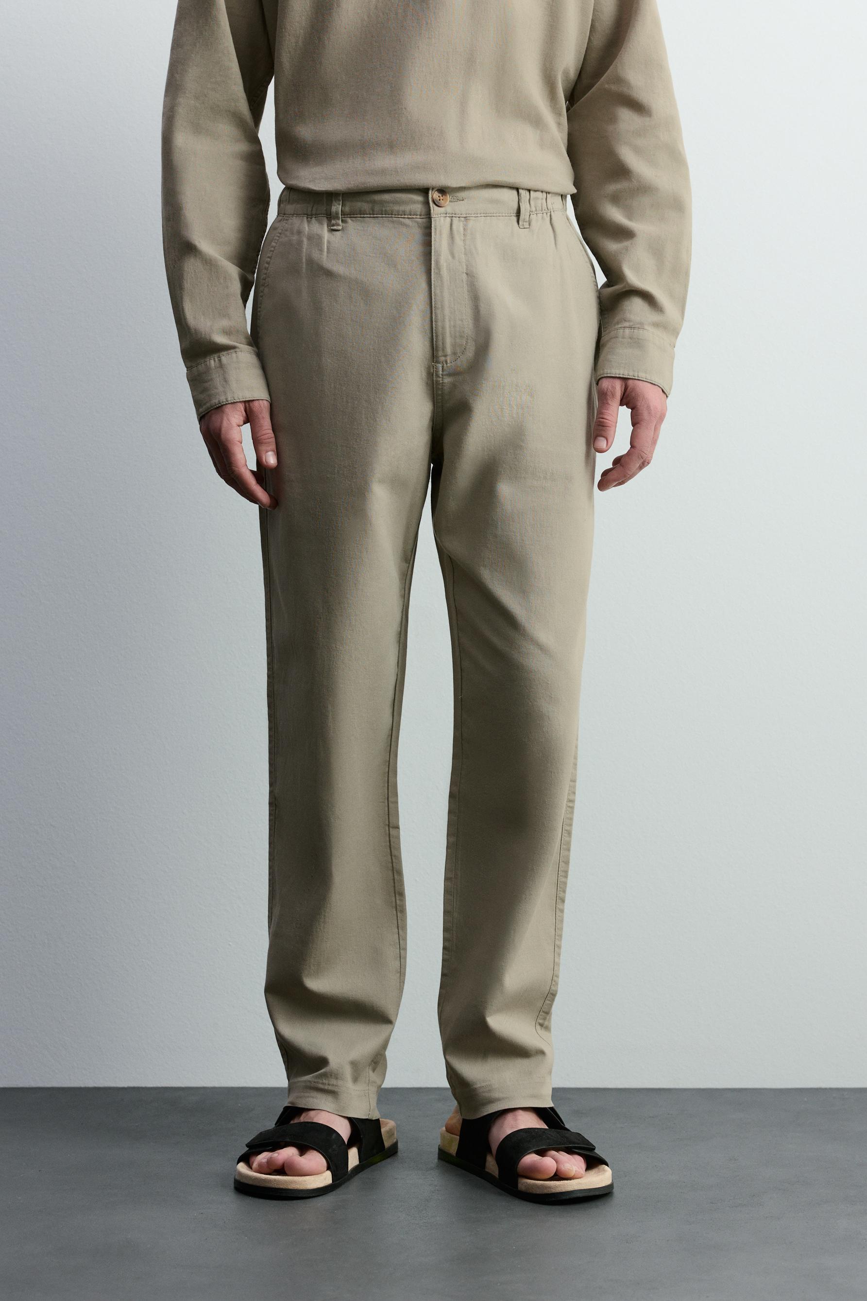 Cotton - linen smart trousers — KHAKI