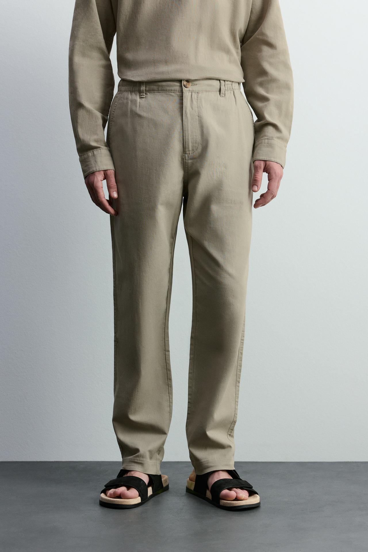Cotton - linen smart trousers — KHAKI