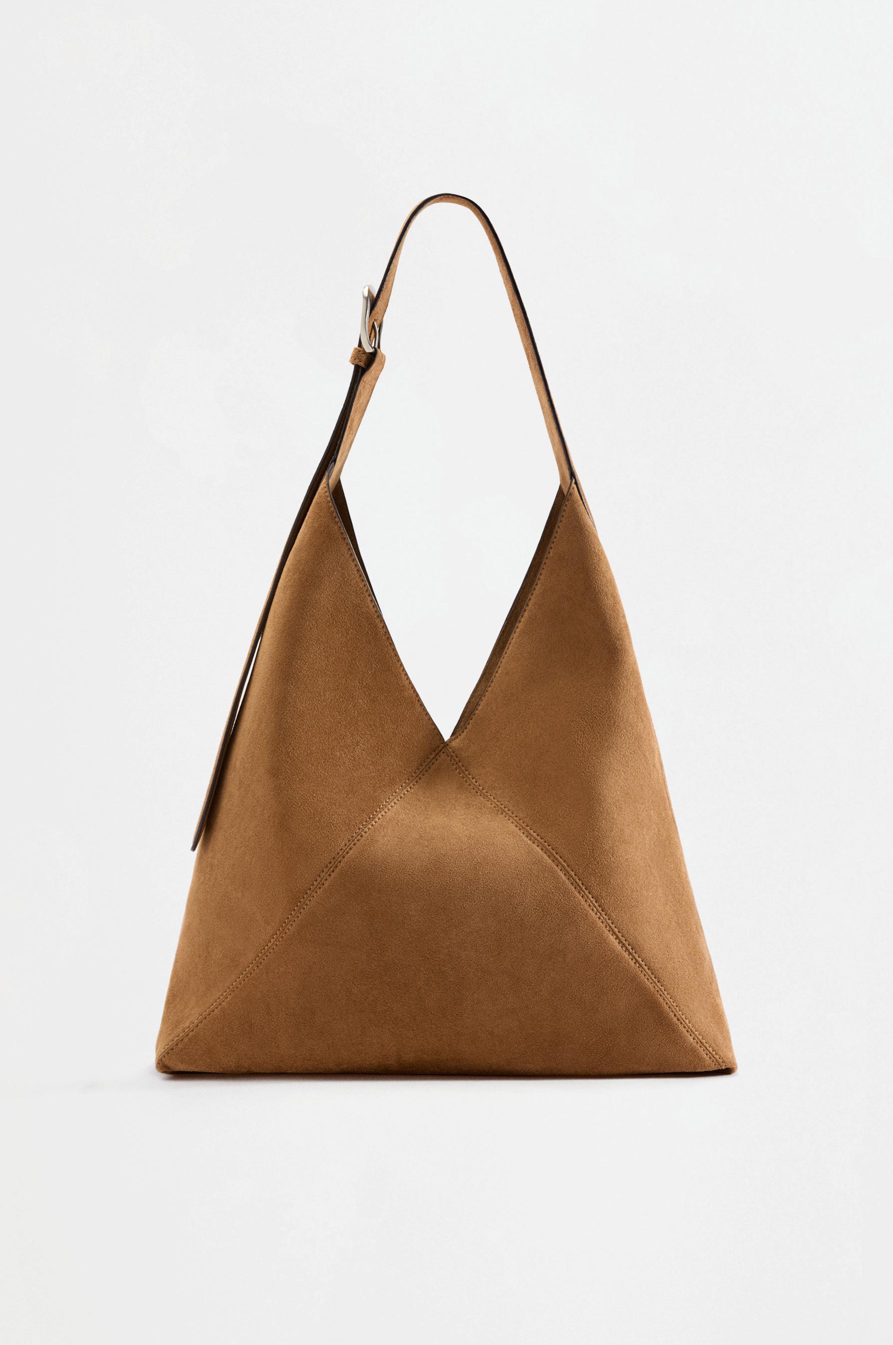 Faux suede shopper bag — CAMEL