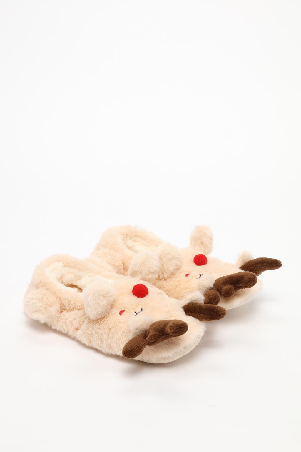 Soft touch reindeer sock-style slippers