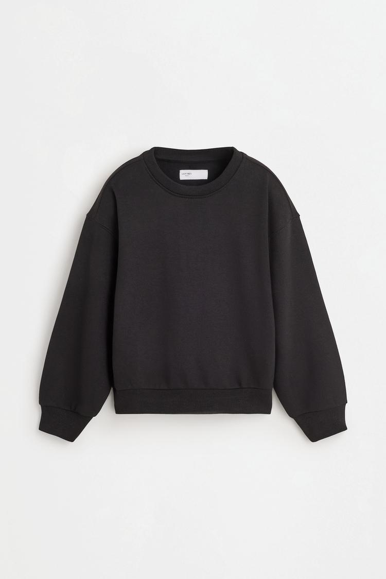 Plain plush sweatshirt — BLACK