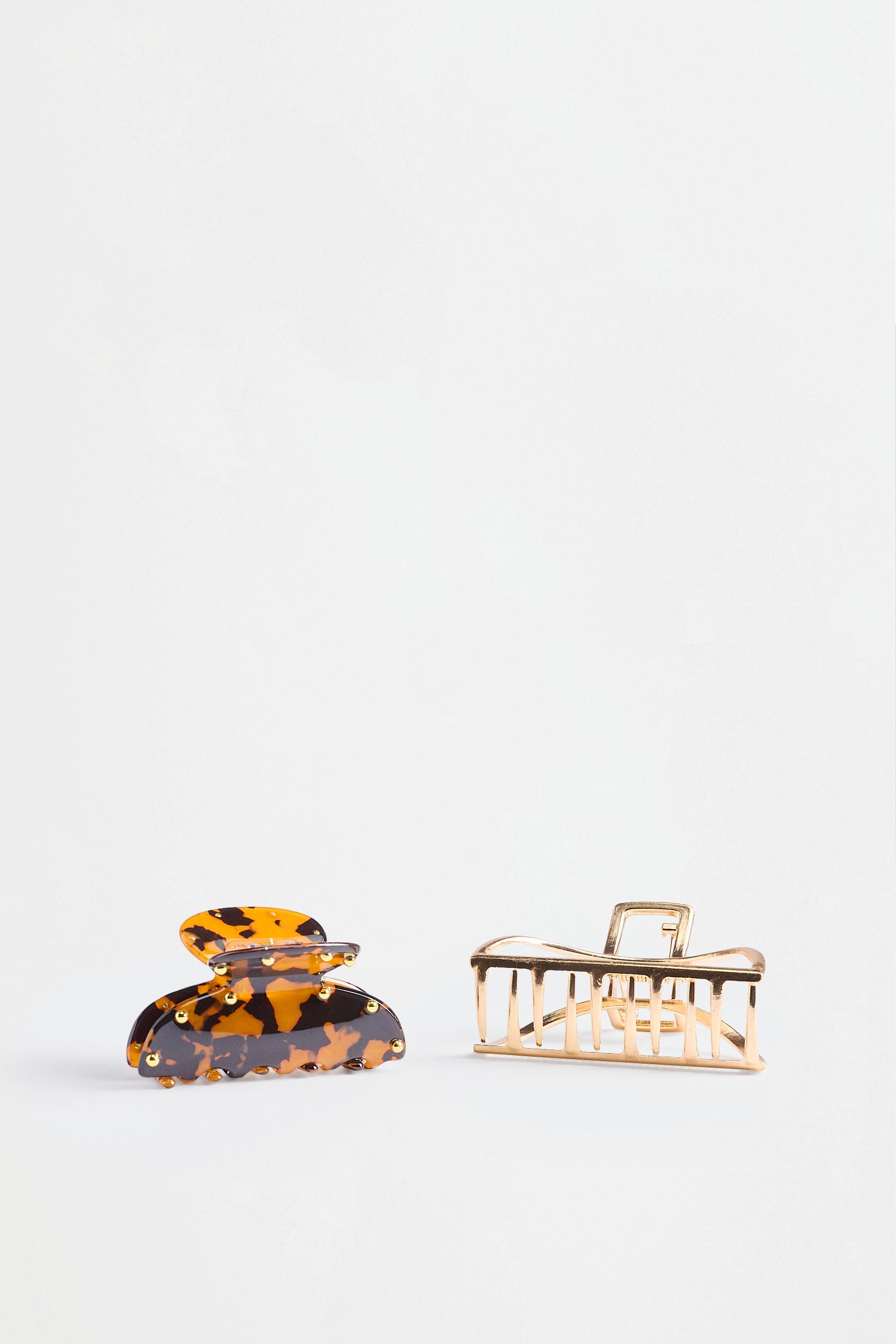 Contrast hair clips (2-pack) — TORTOISESHELL