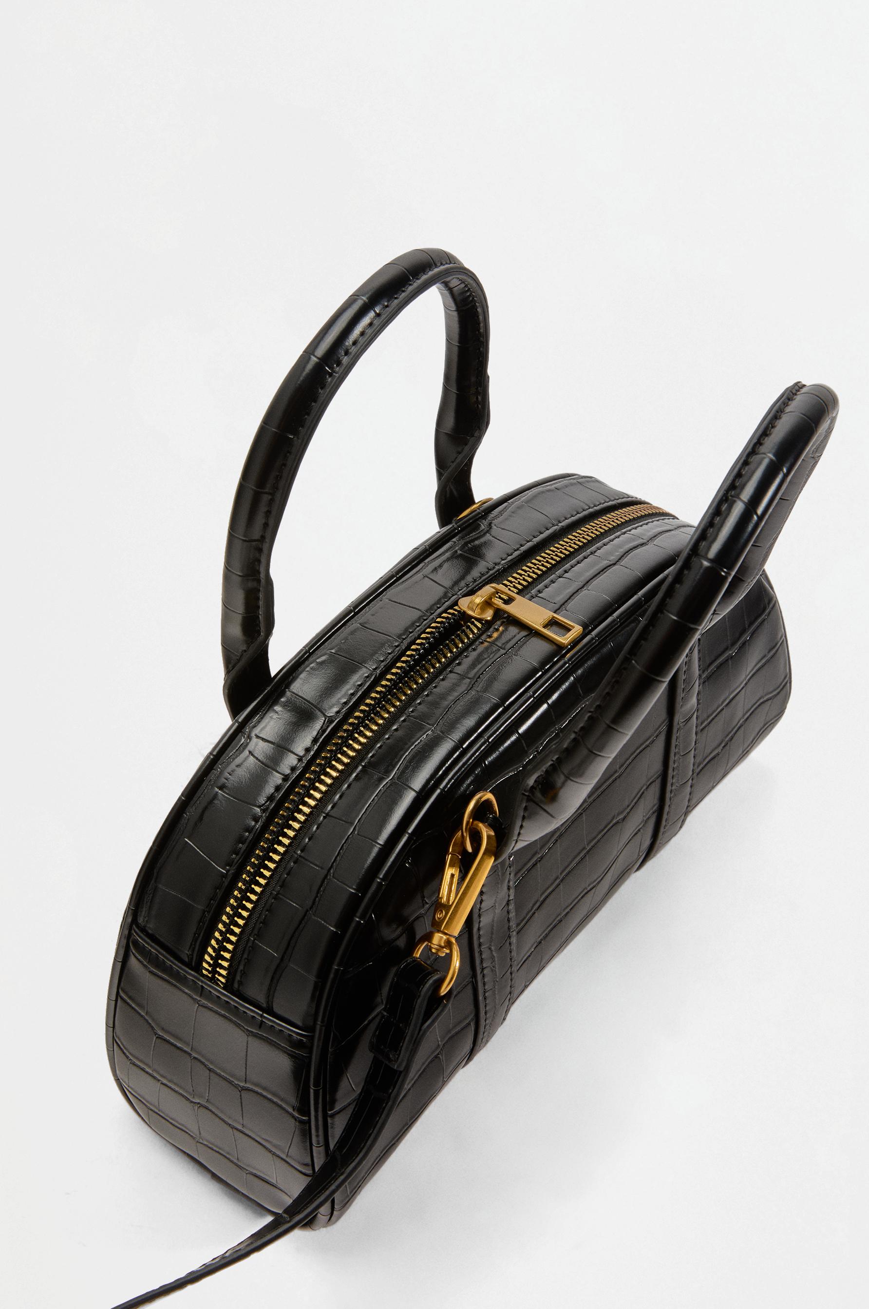 Croc-effect bowling bag — BLACK
