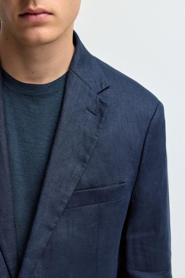 100% linen suit blazer — NAVY 3