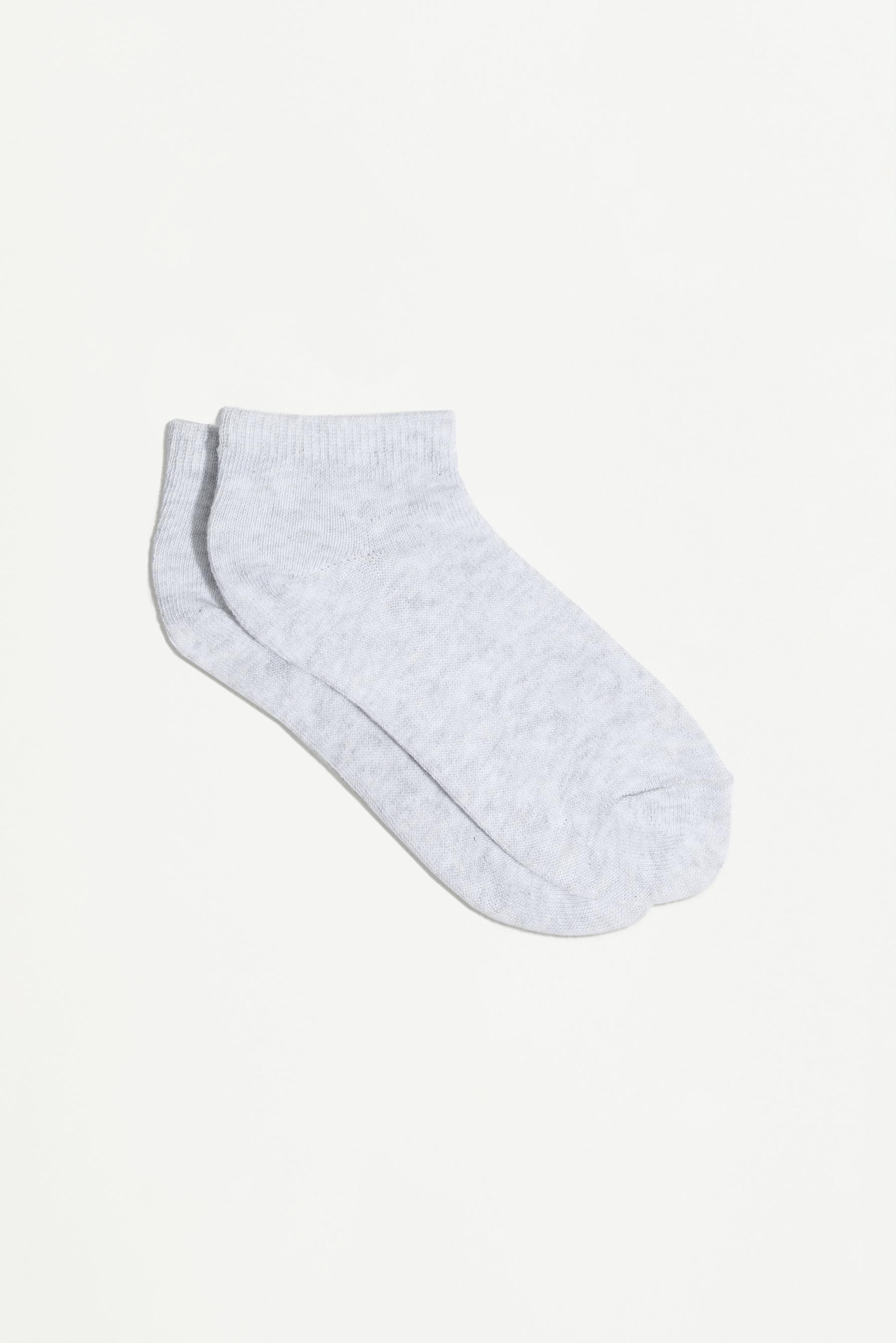 Plain ankle socks (Pack 10) — WHITE/GREY
