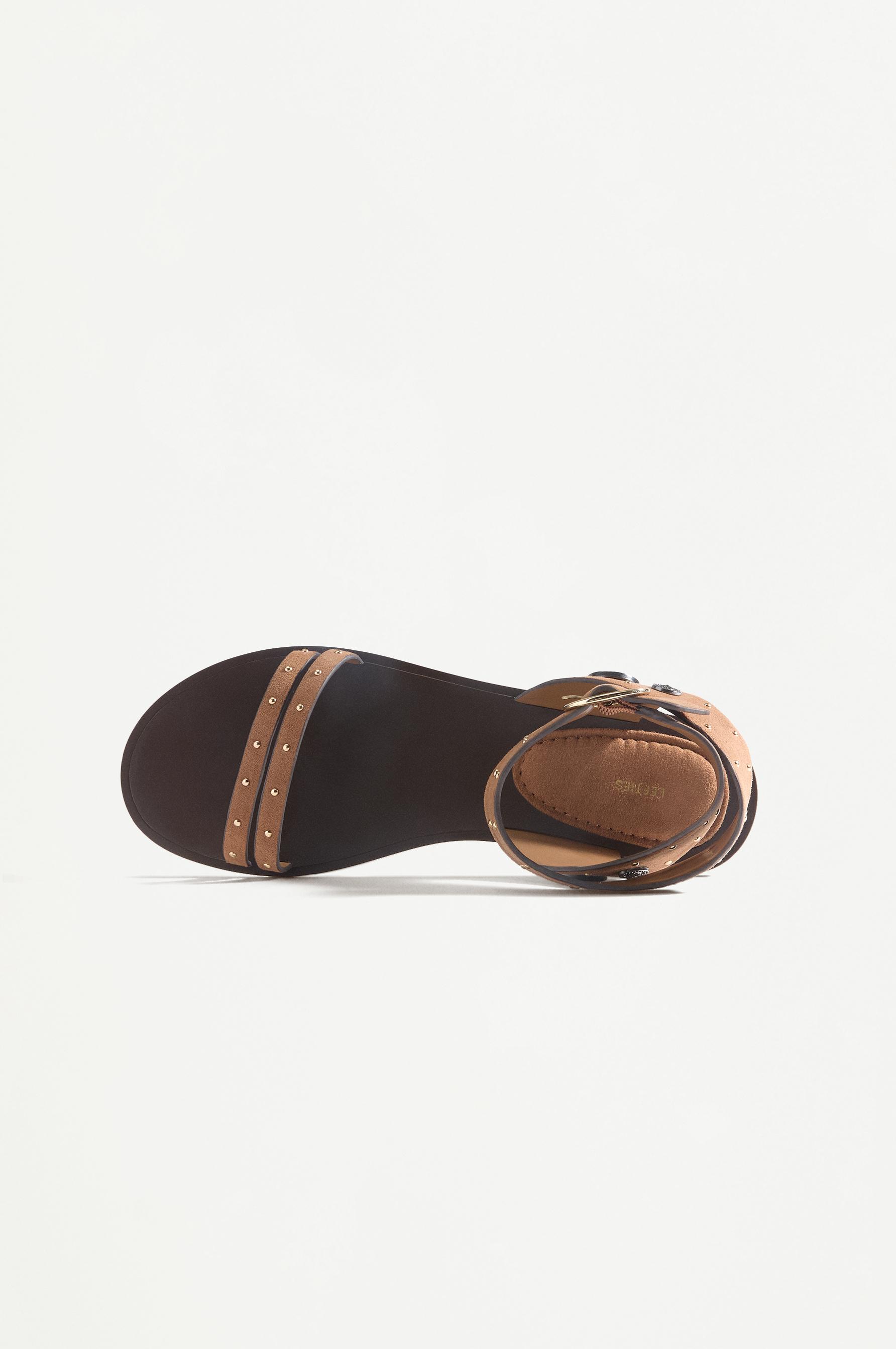 Studded flat slider sandals — LEATHER
