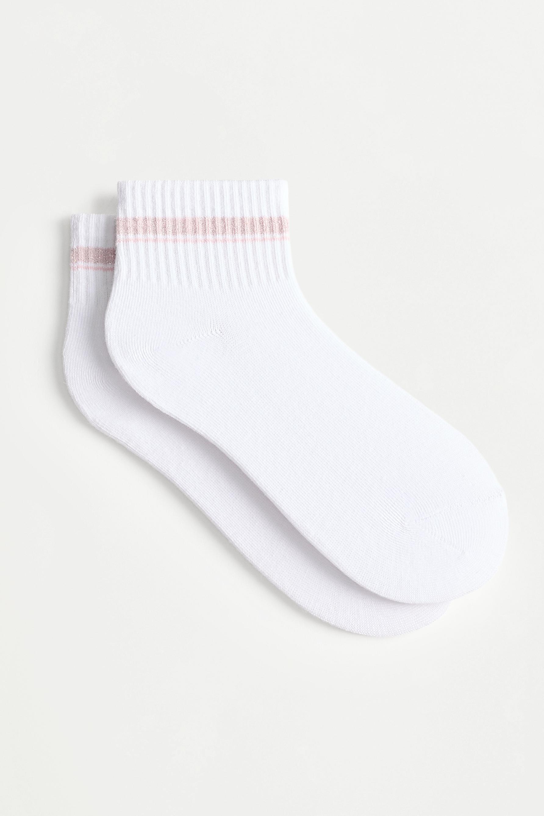 Striped ankle socks (5-pack) — WHITE/GREY