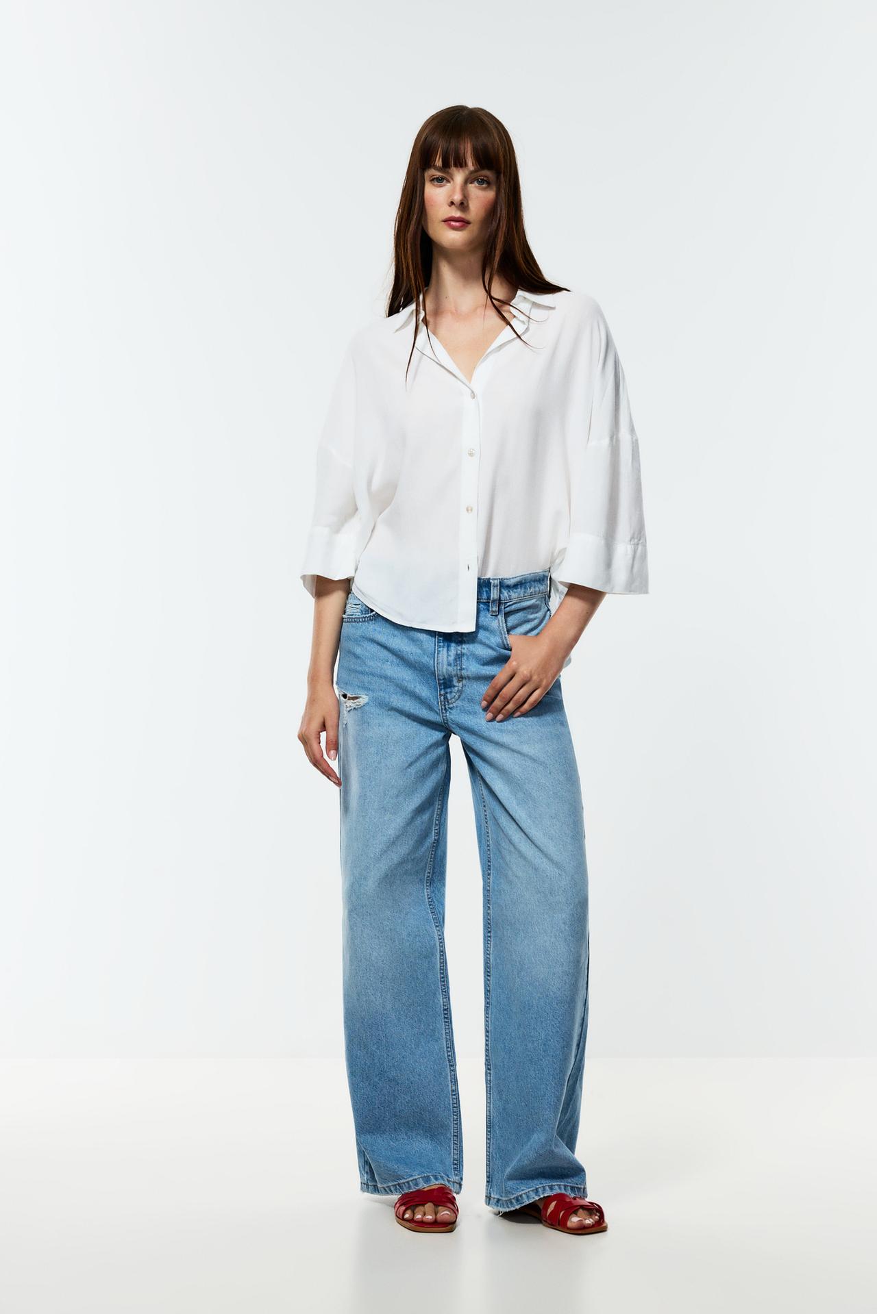 Wide sleeve shirt — WHITE