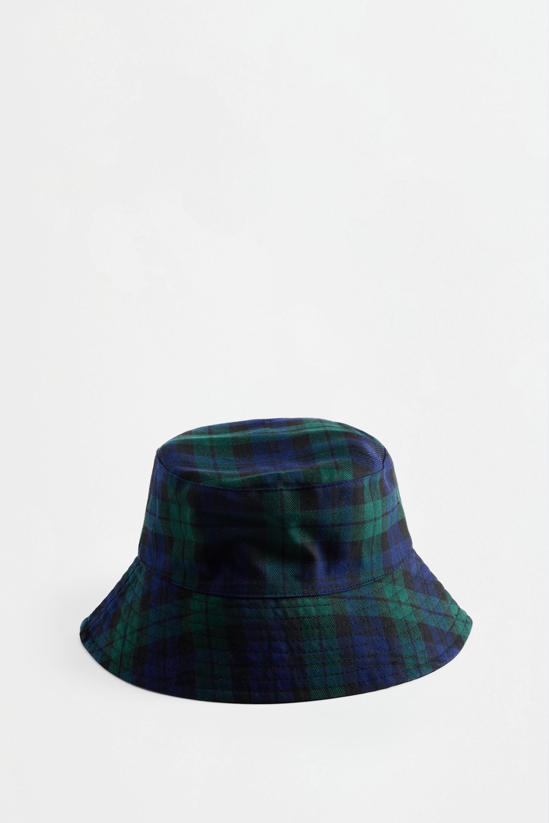 Reversible check bucket hat — GREENISH BLUE