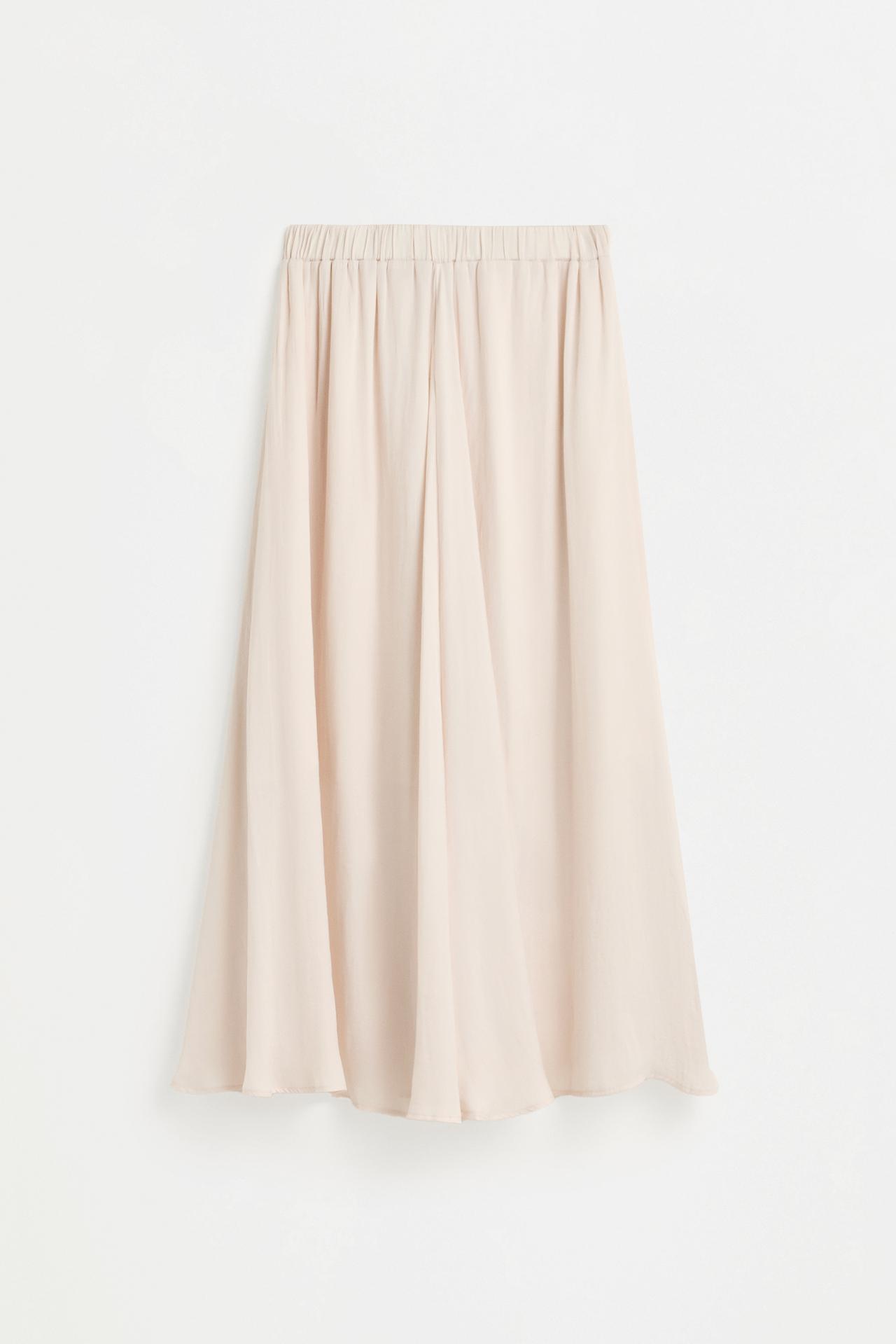 Textured satin midi skirt — CREAM