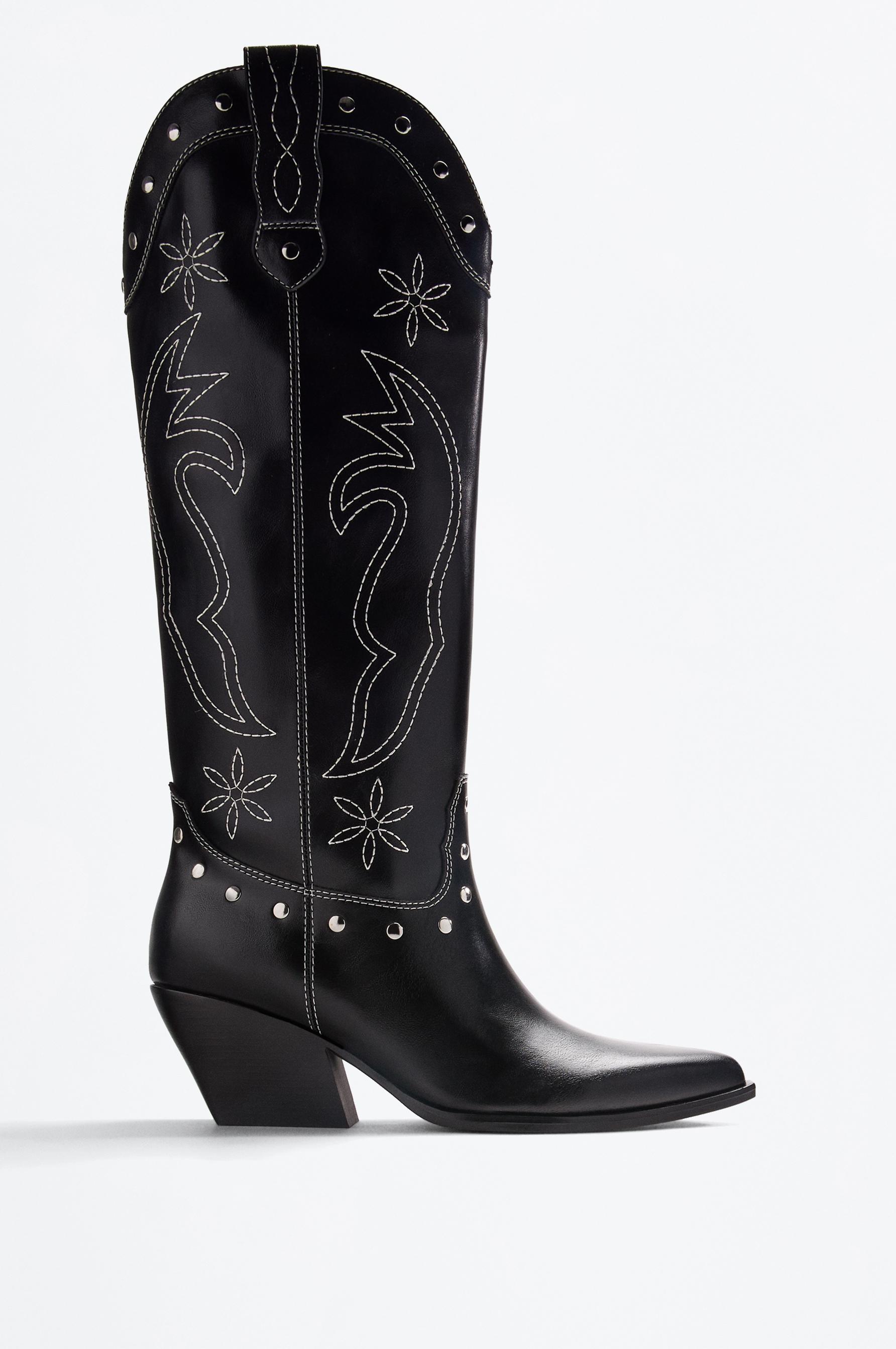 Cowboy studded boot — BLACK