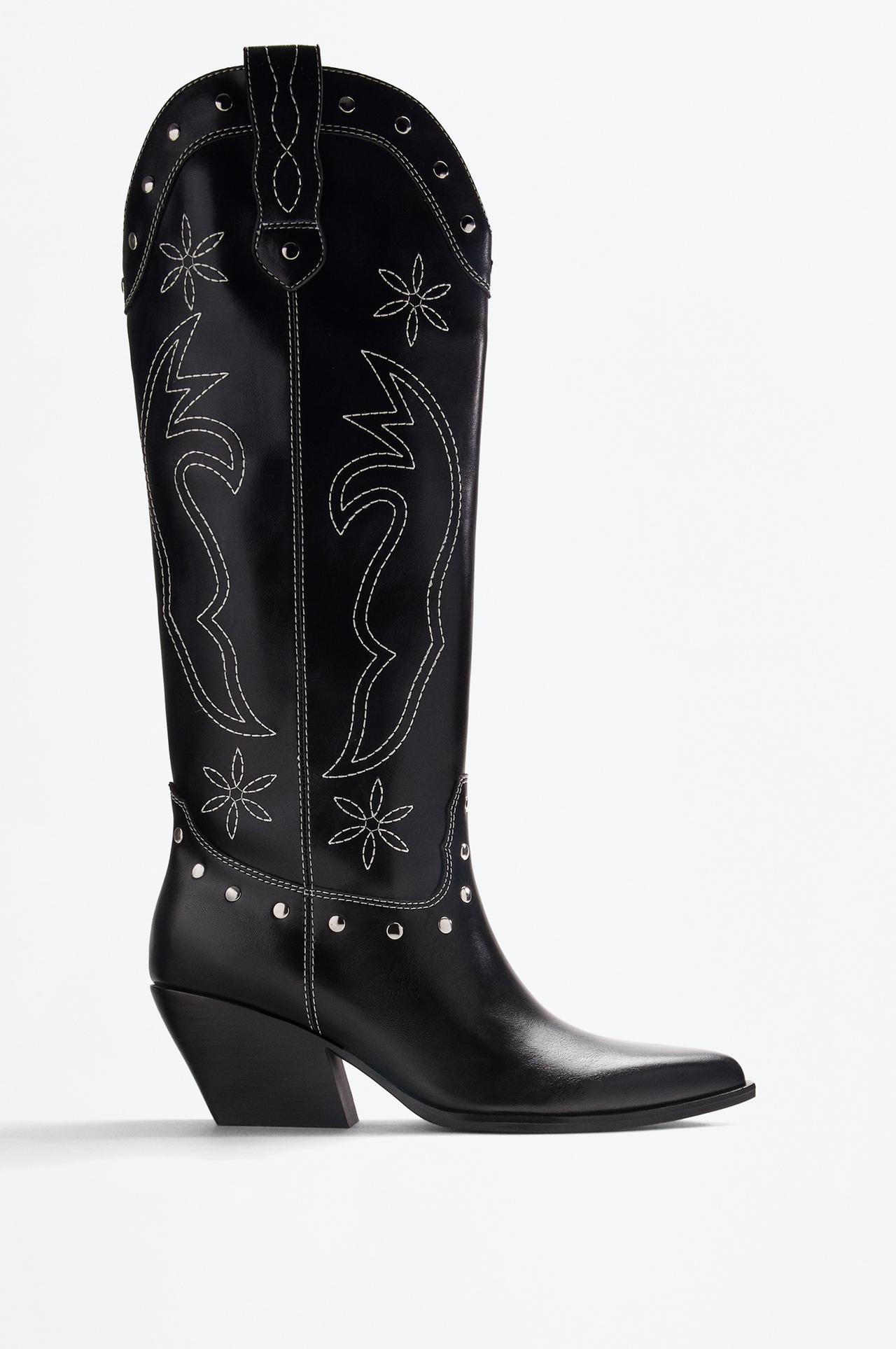 Cowboy studded boot — BLACK