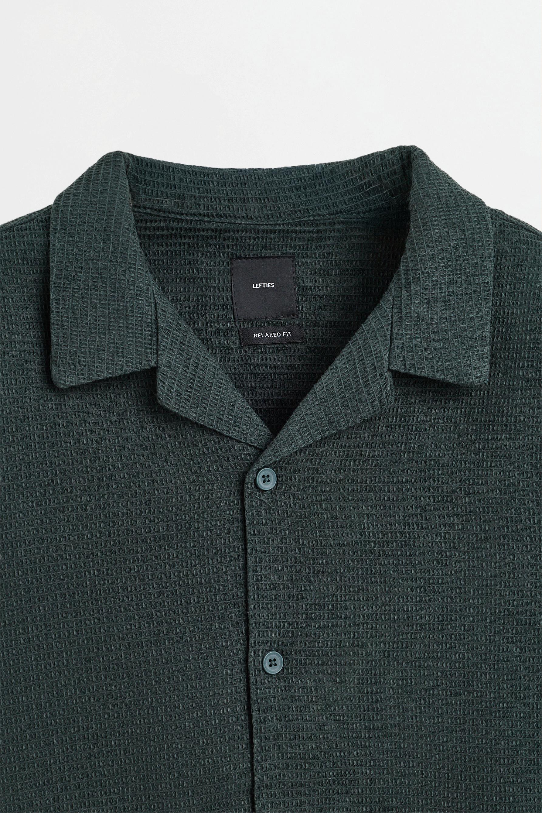 Waffle-knit relaxed fit shirt — GREEN
