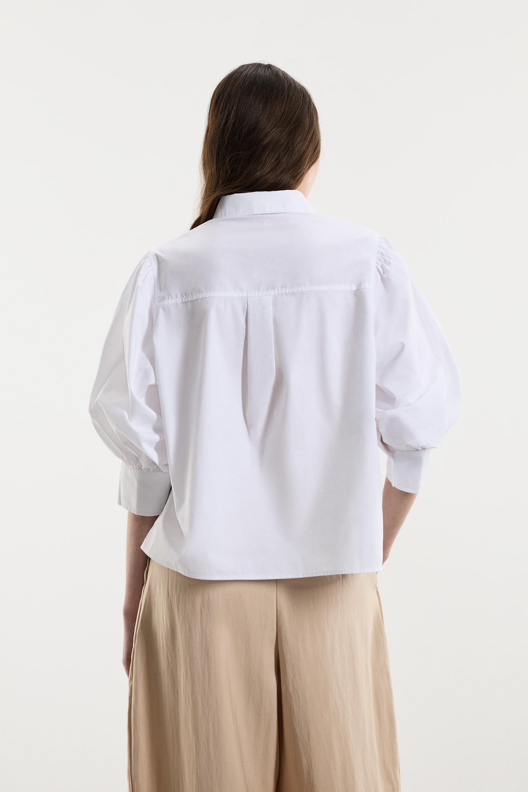Balloon sleeve blouse — WHITE