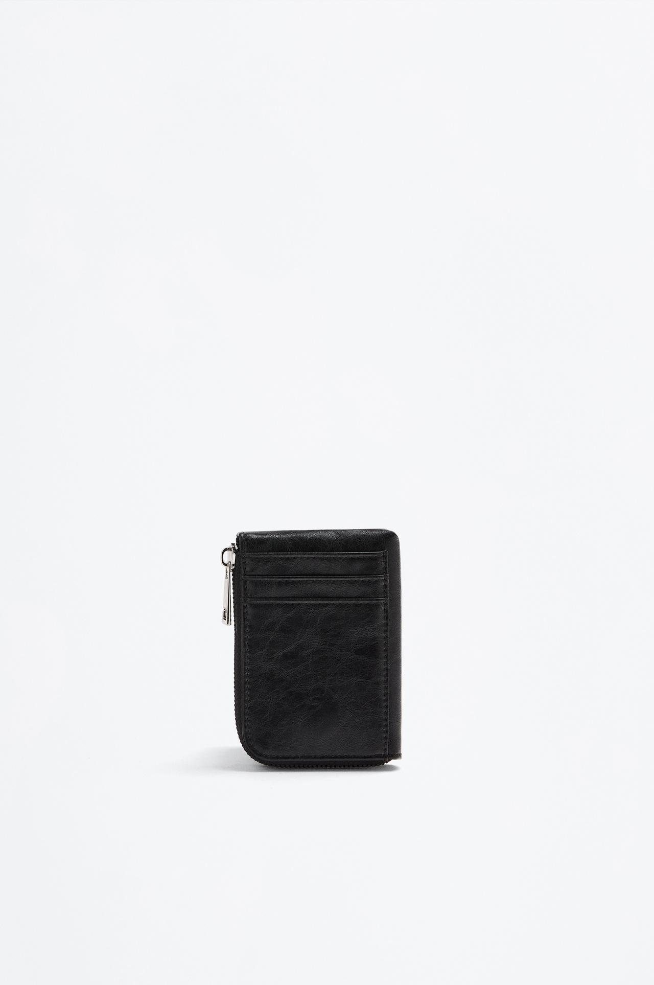 Studded textured wallet — BLACK