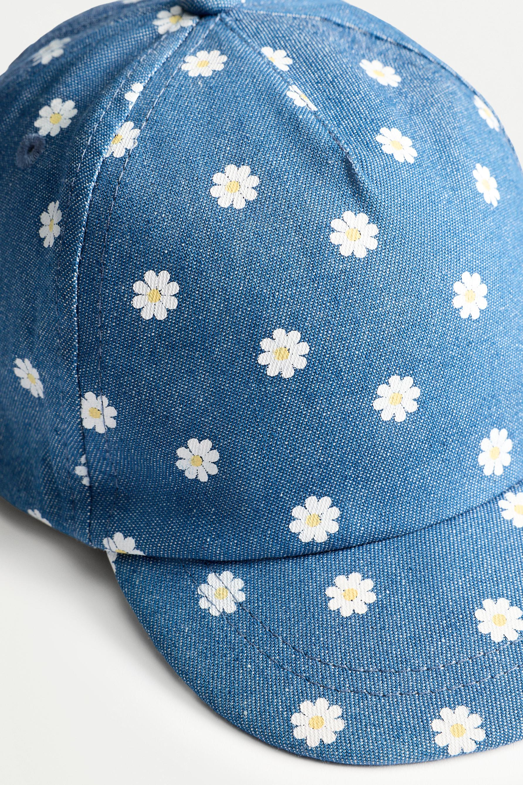Floral cap — BLUE/WHITE