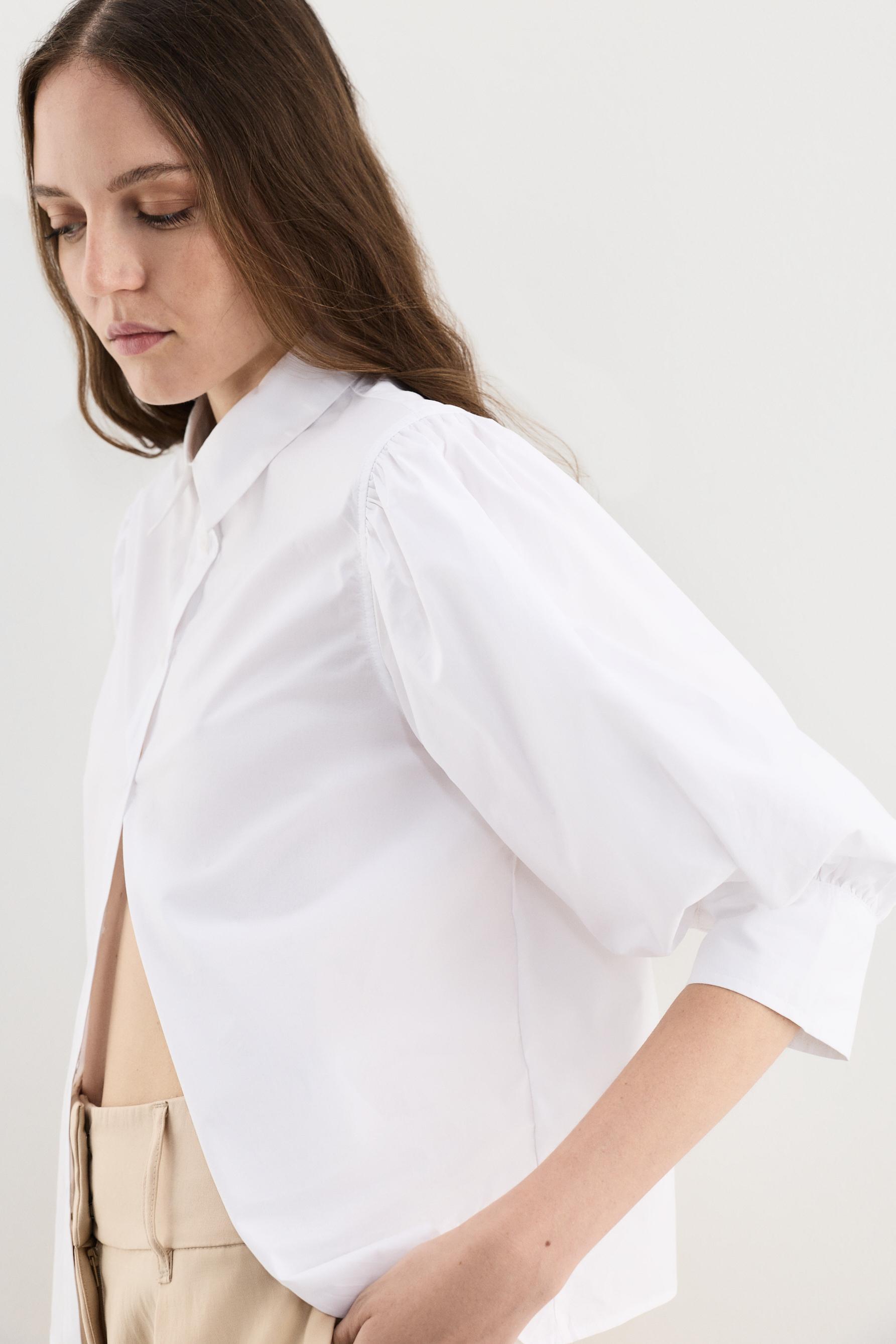 Balloon sleeve blouse — WHITE
