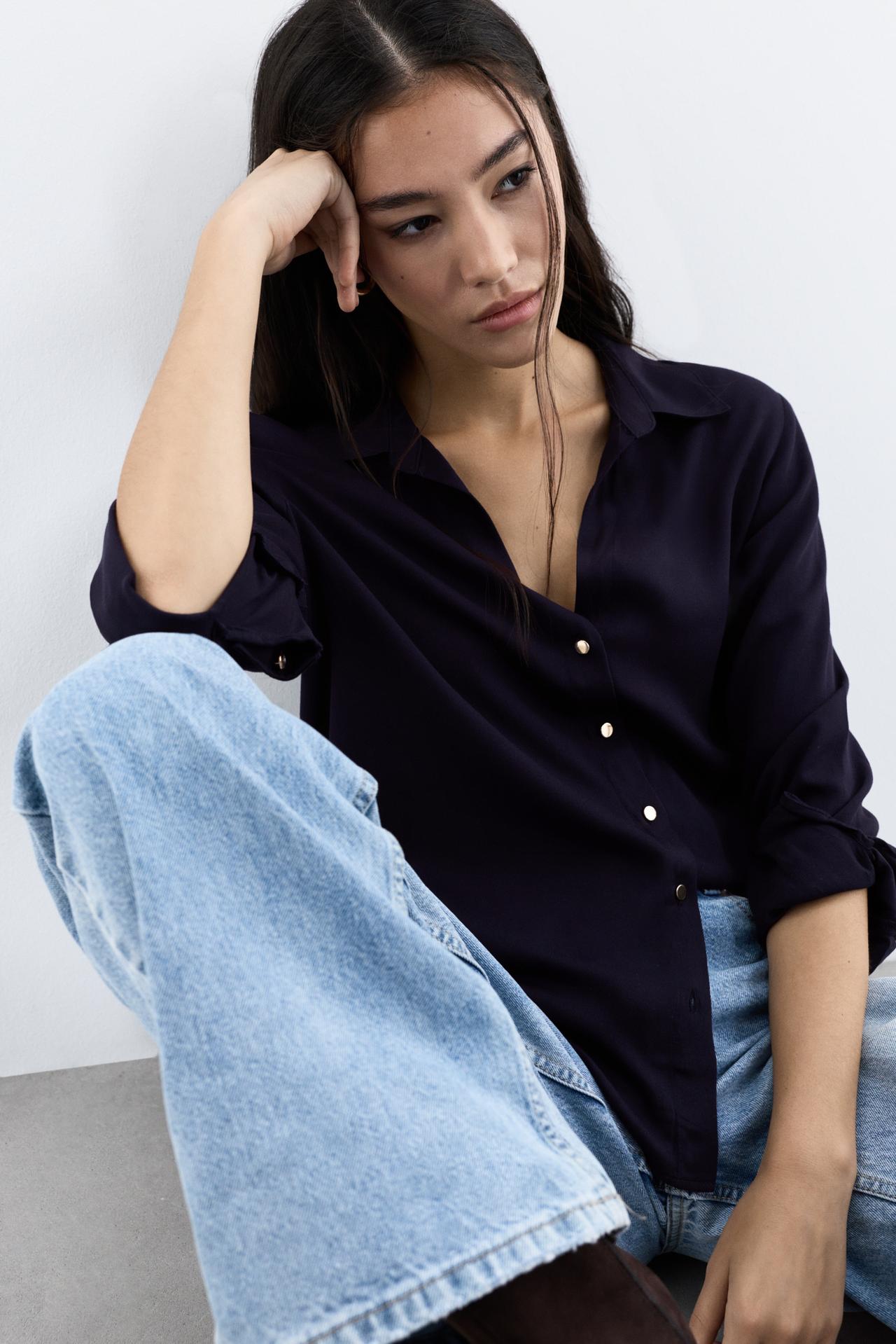 Basic Henley shirt — NAVY