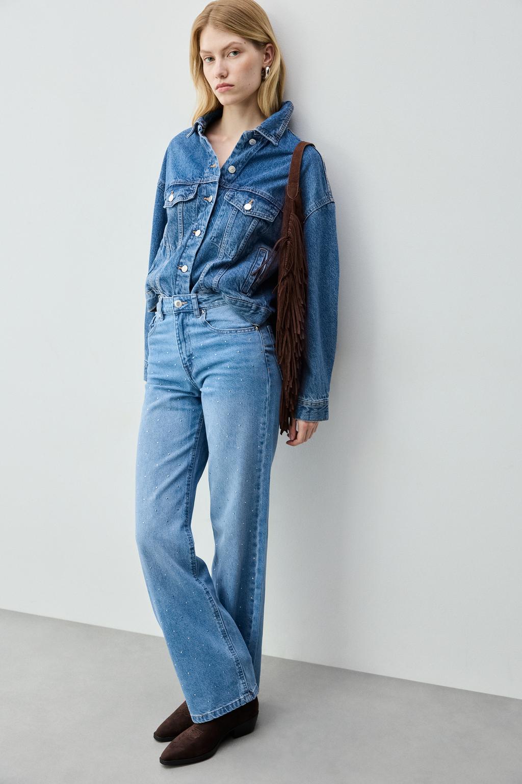 Jeans slim wide tachas