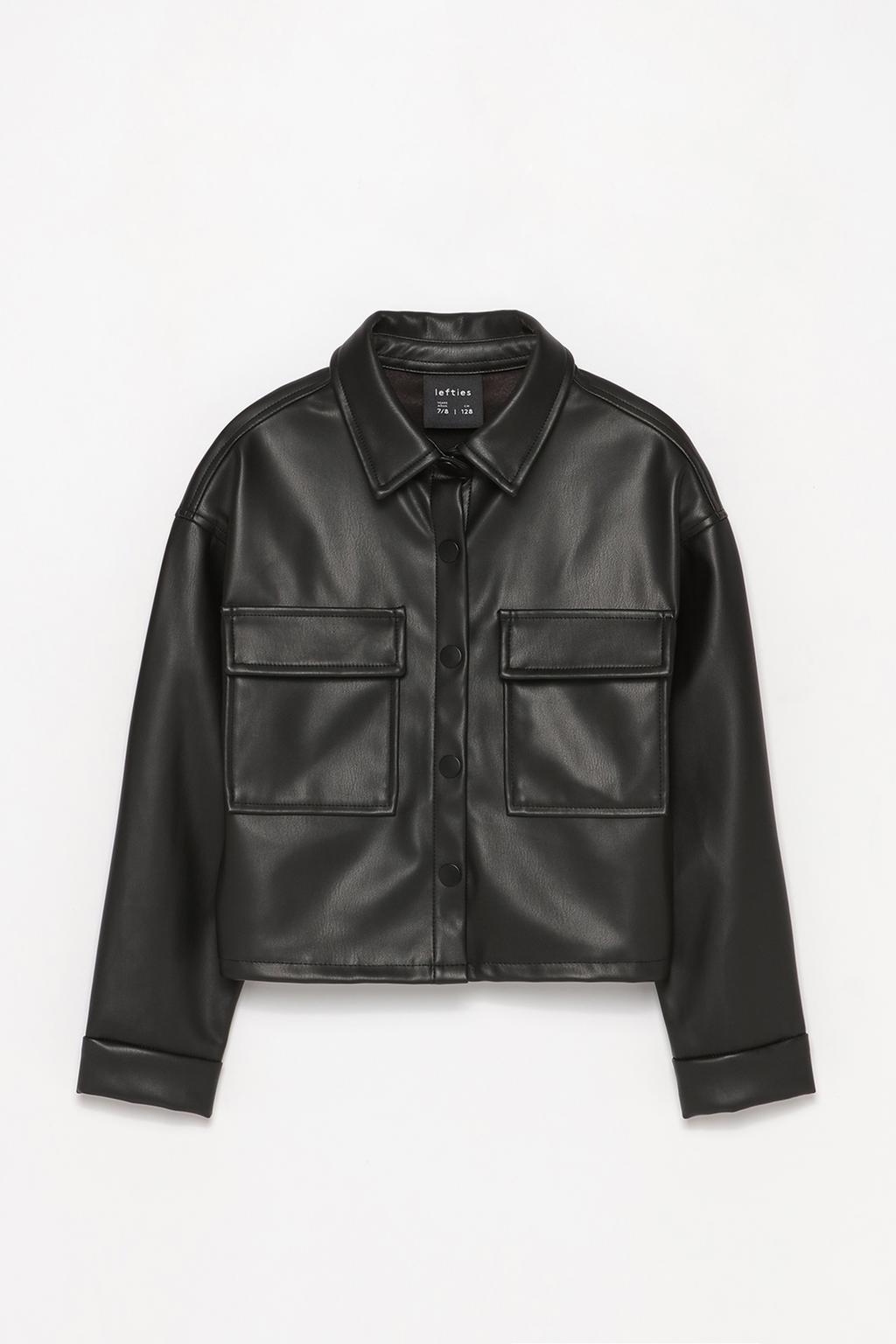 Faux leather overshirt