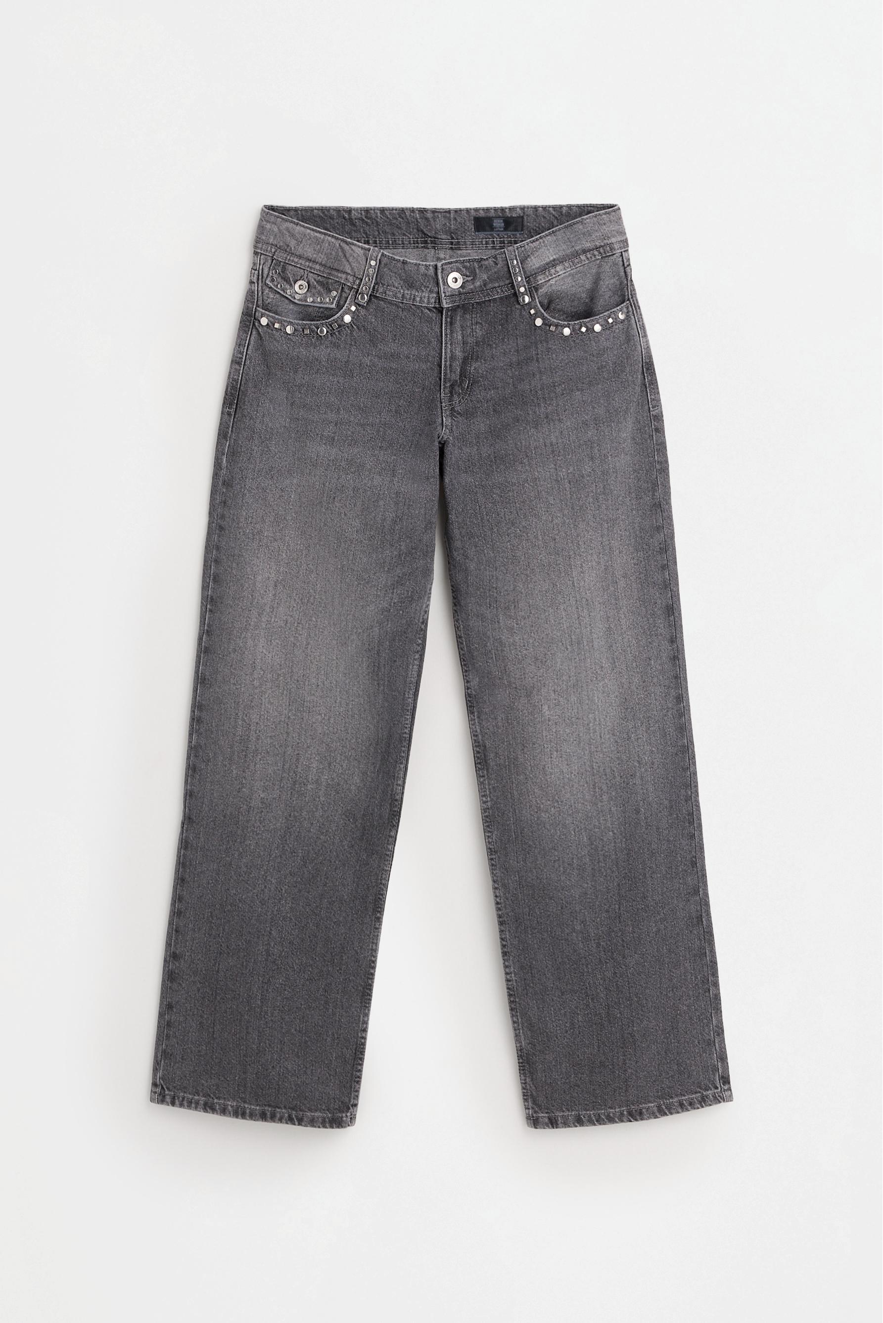 Straight-leg stud jeans — GREY