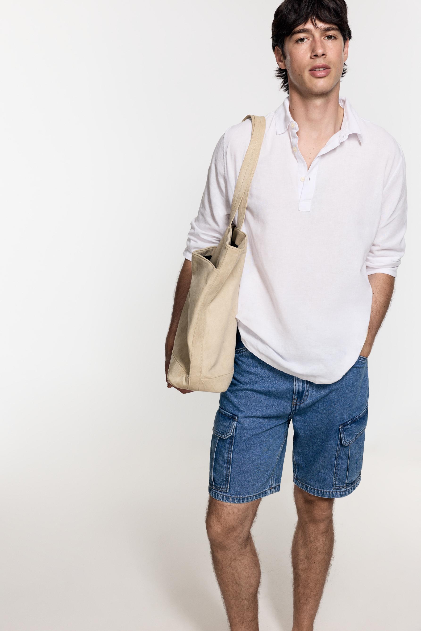 Denim cargo Bermuda shorts — INDIGO