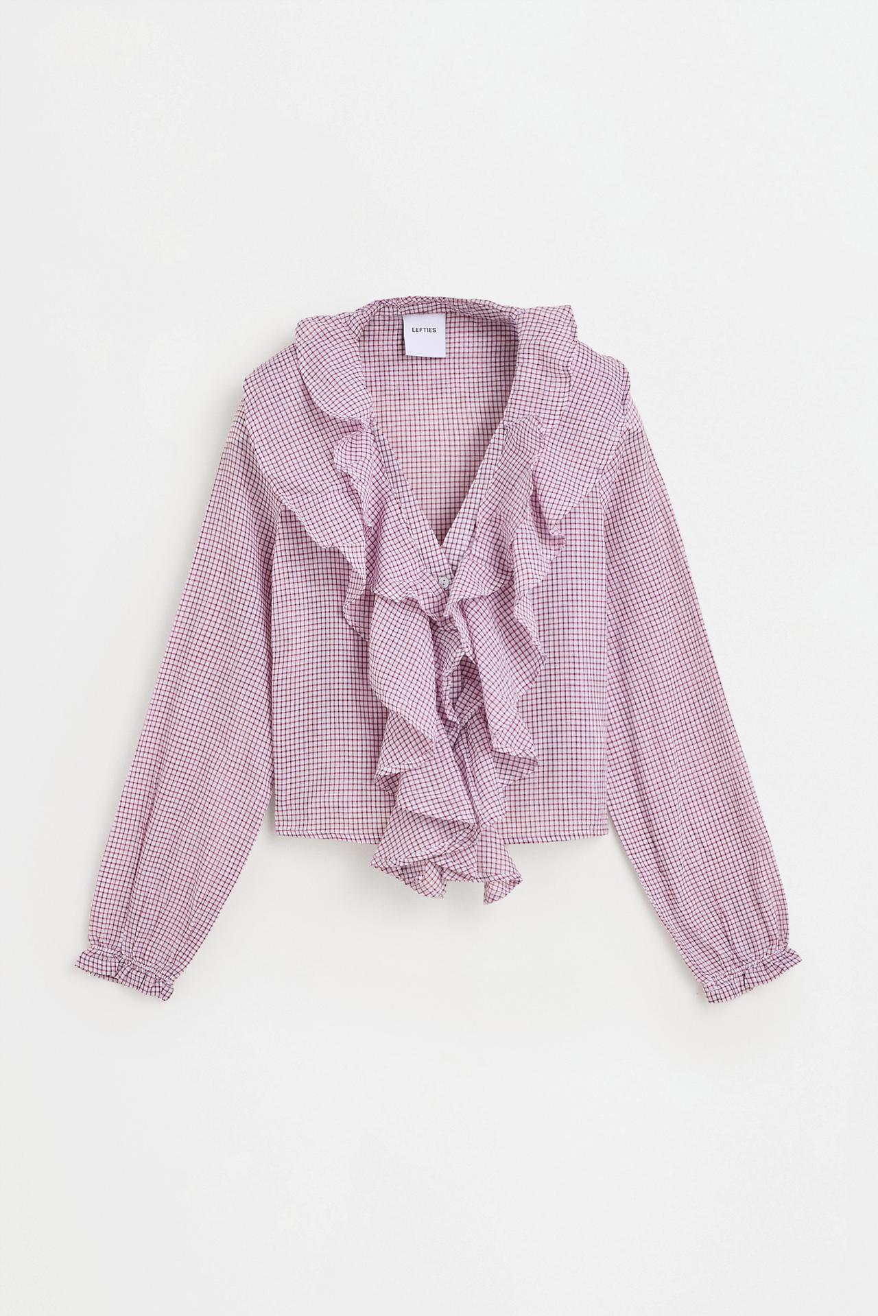 Plaid ruffle blouse — WHITE/RED