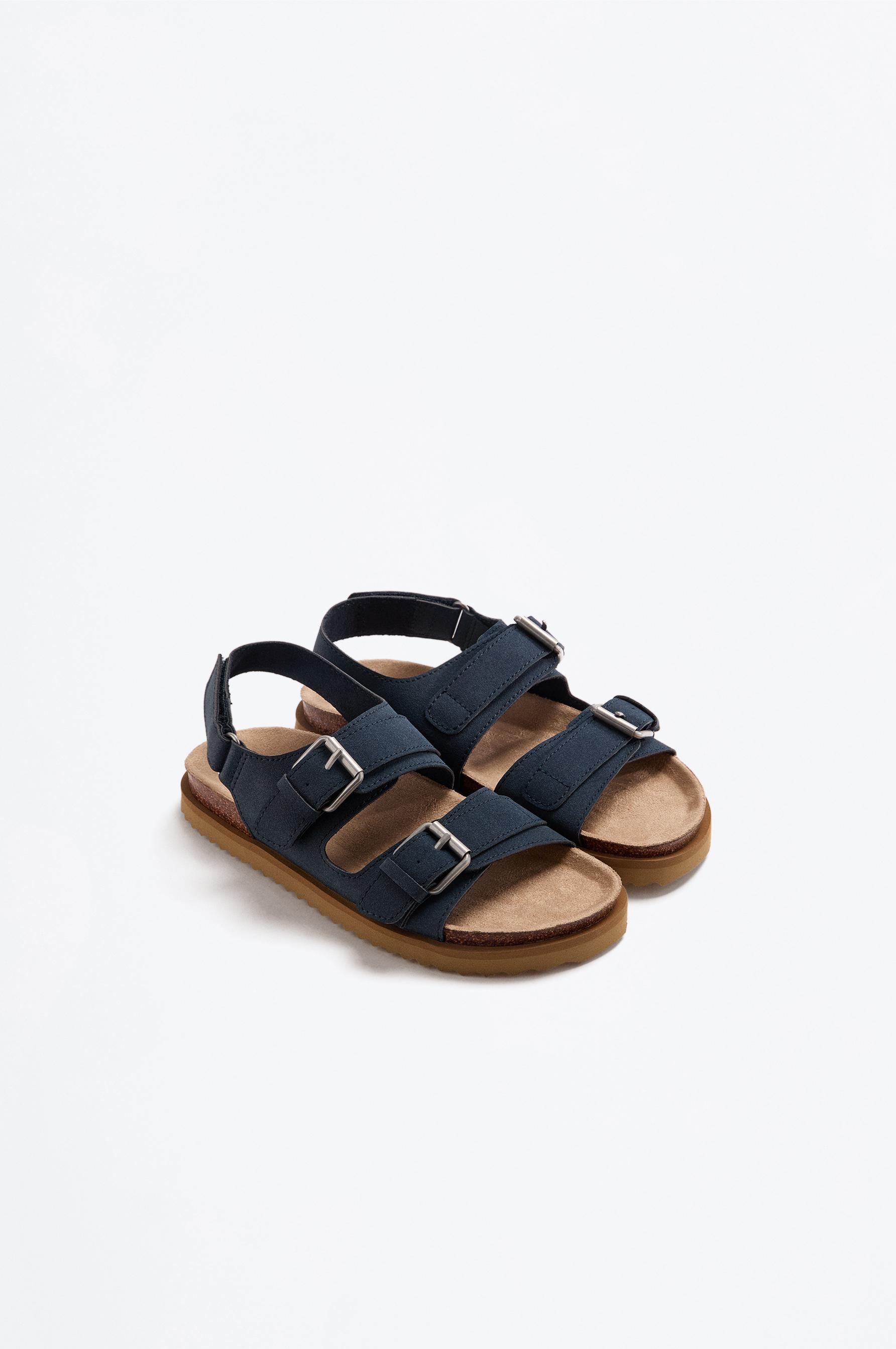BUCKLE SANDALS — NAVY BLUE