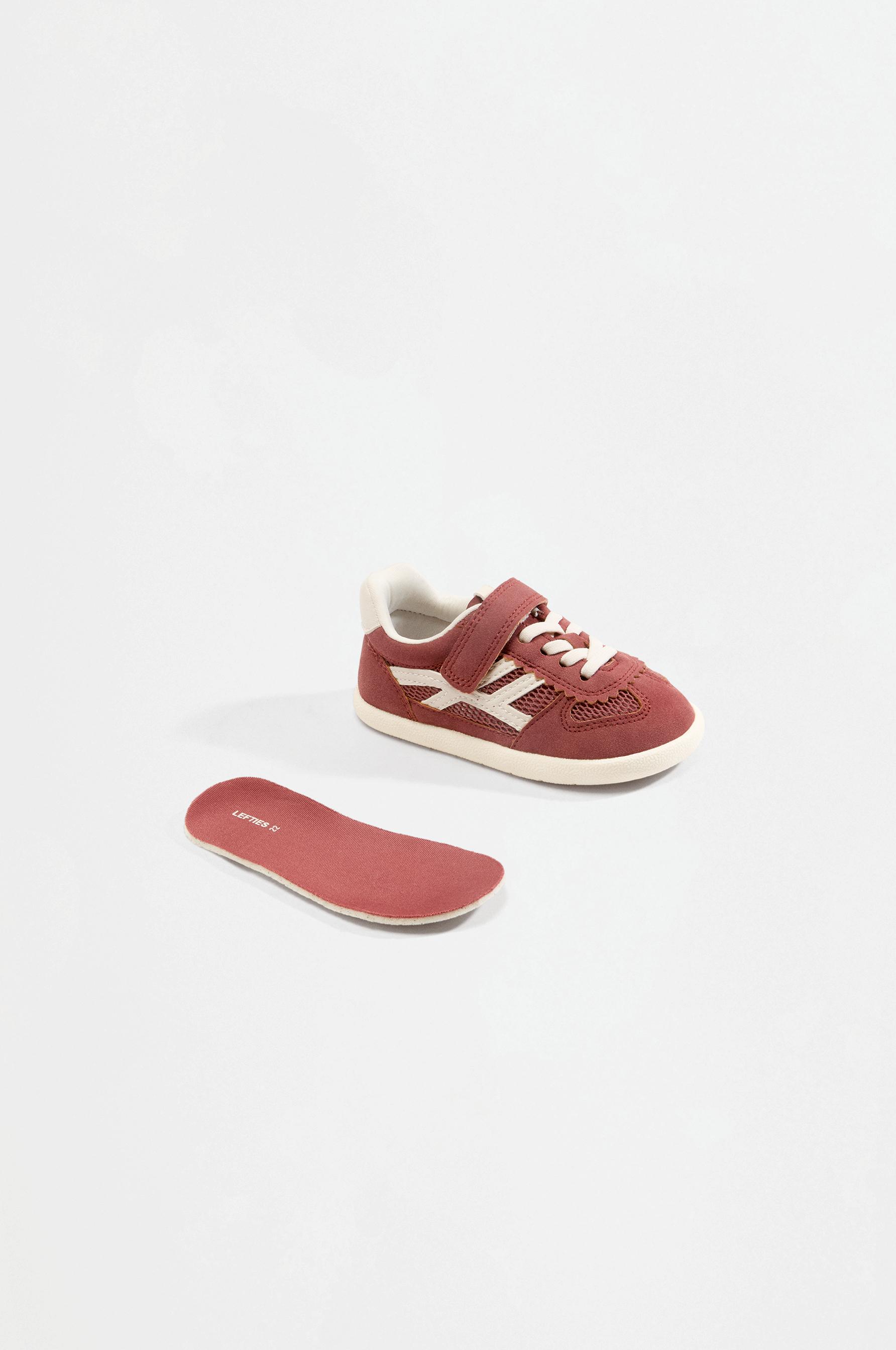 Mixed-finish barefoot sneakers — BURNT ORANGE