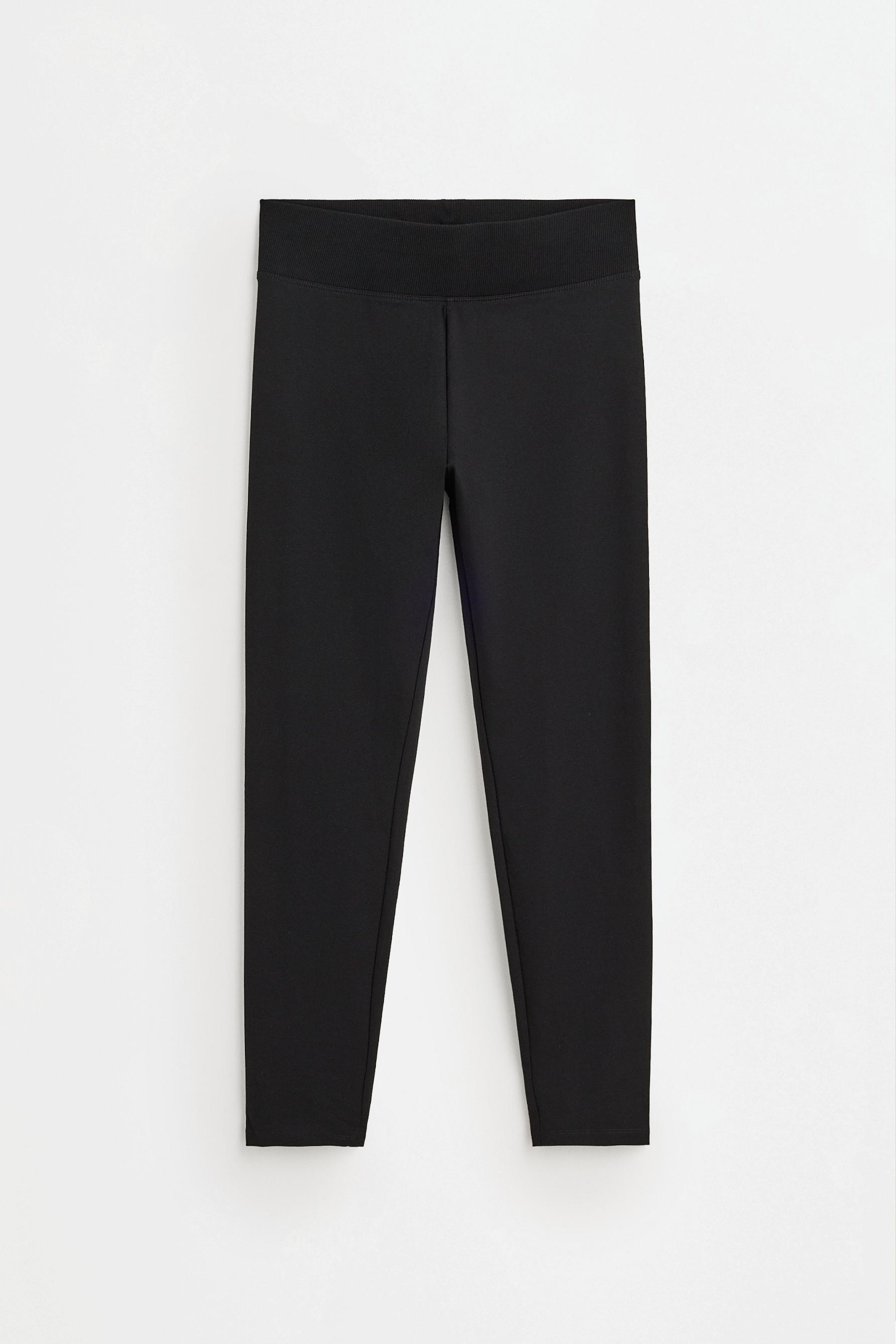 Basic ribbed waist leggings — BLACK