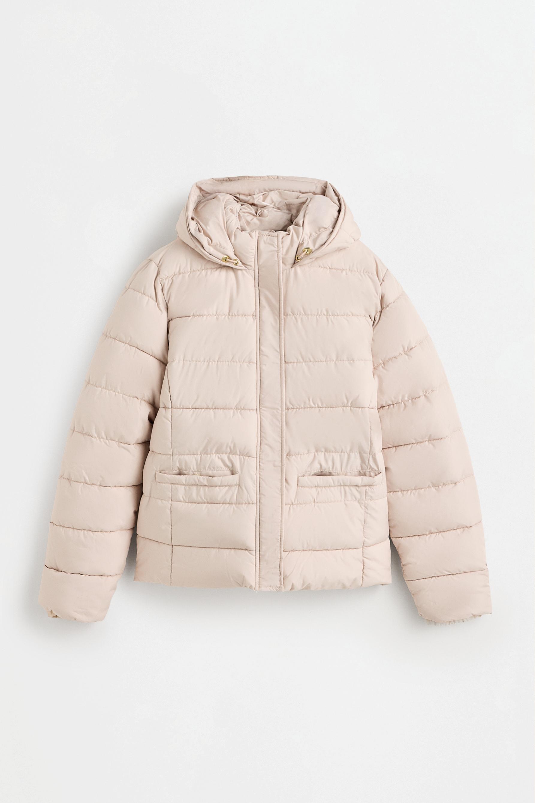 Quilted hooded jacket — ECRU