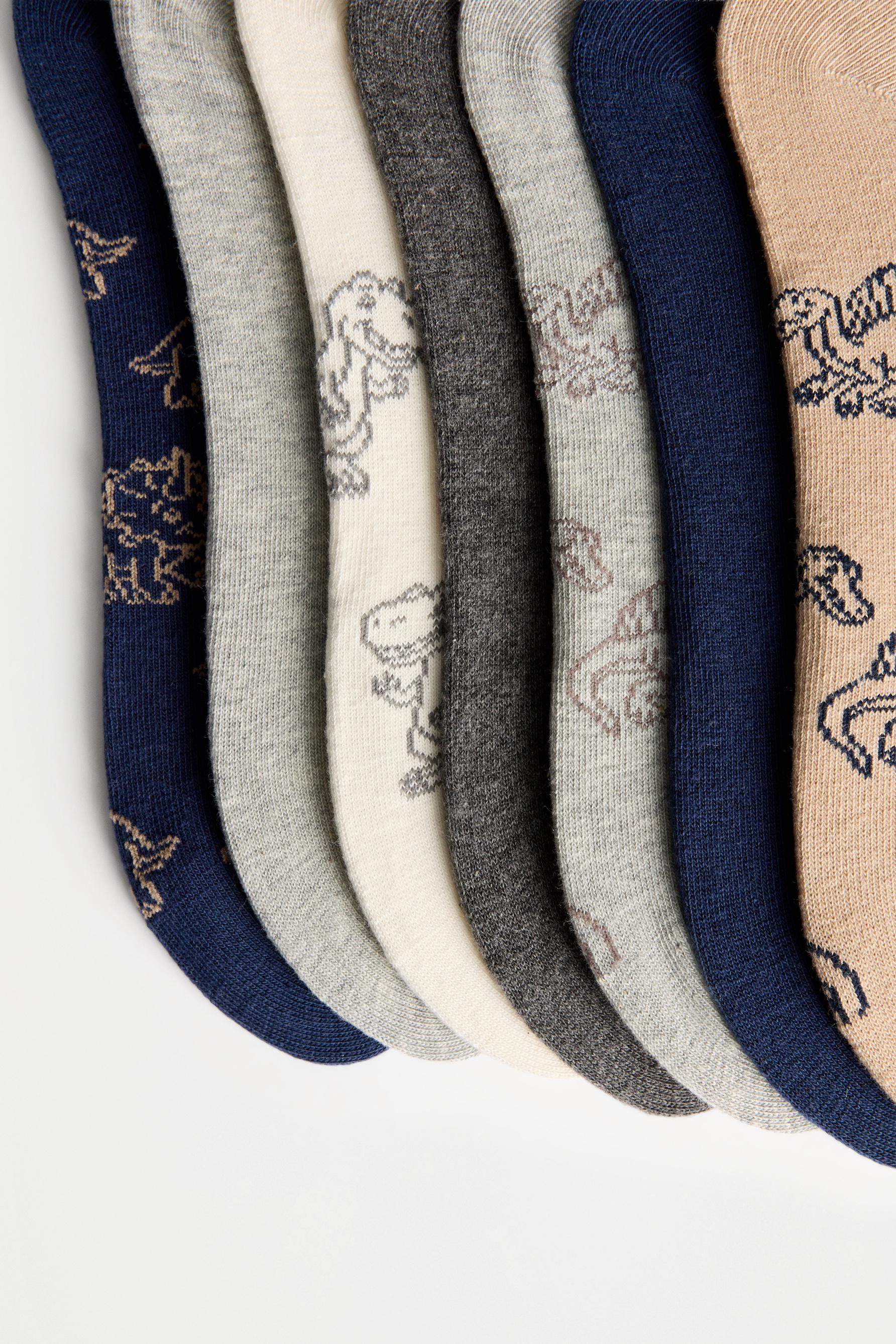 Dinosaur Ankle Socks (7-Pack) — GREY MARL