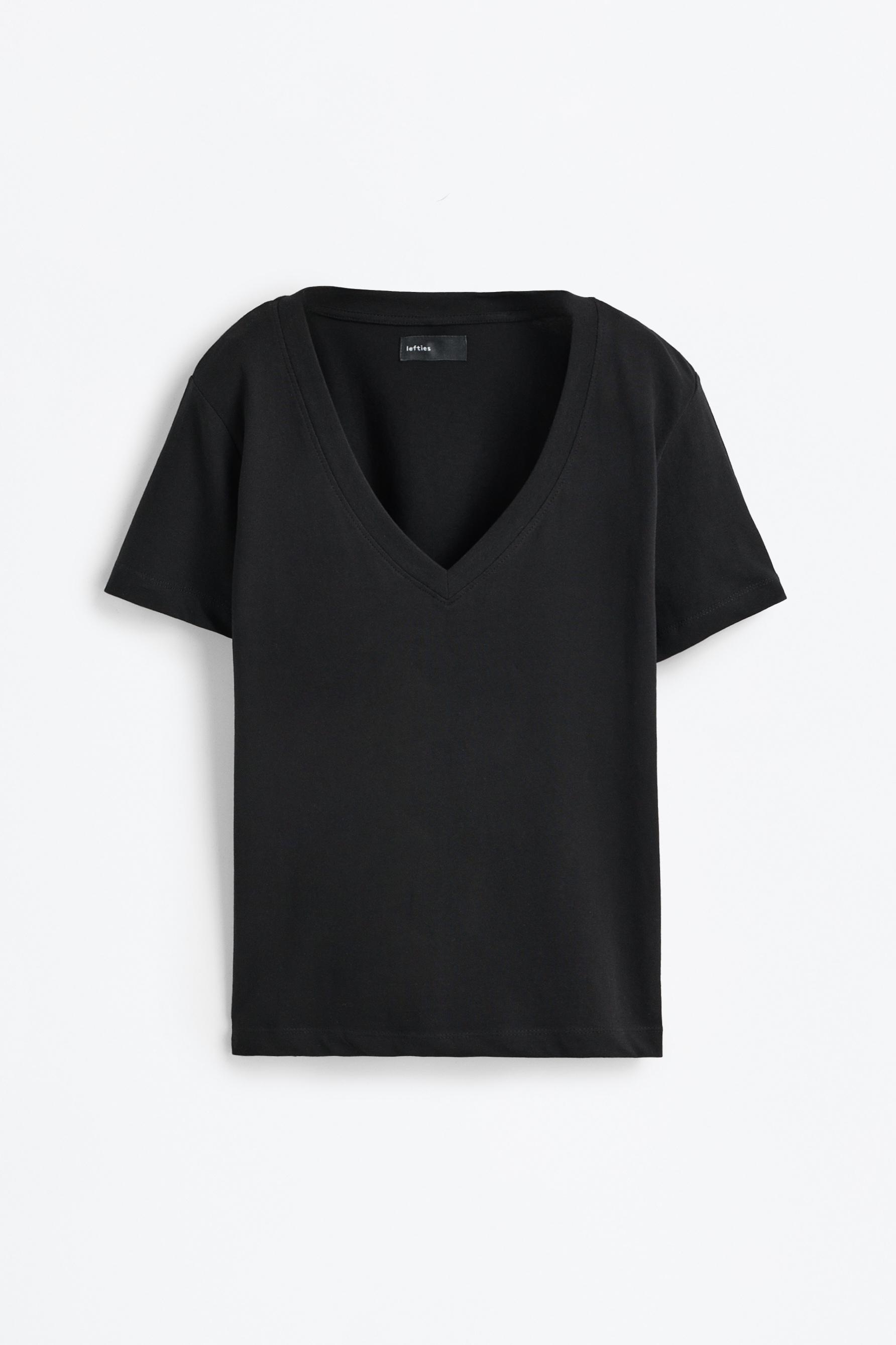 Basic V-neck T-shirt — BLACK