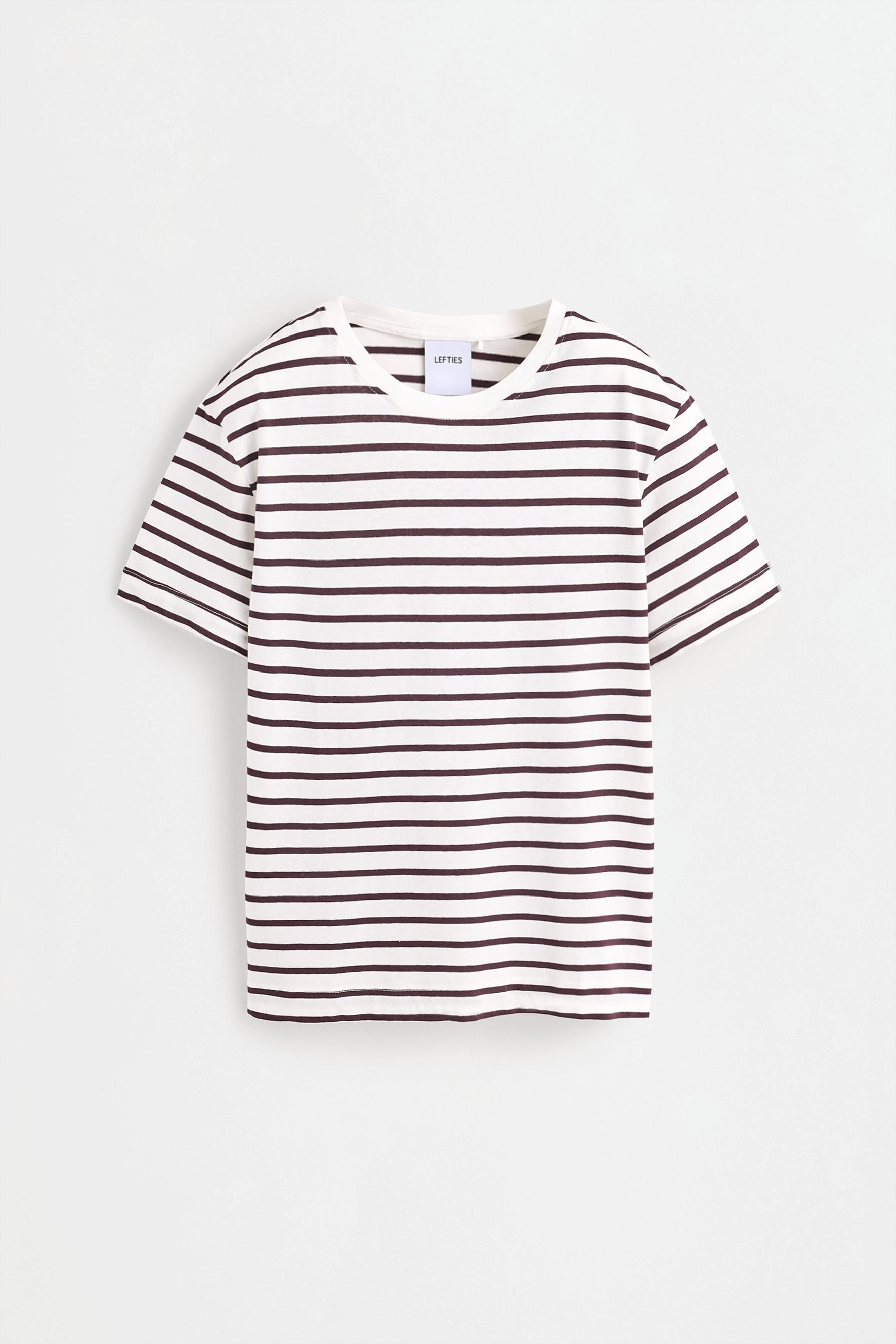 Basic round neck T-shirt — ECRU/MAROON