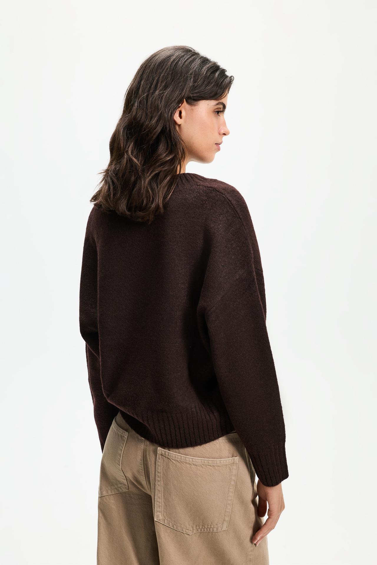 V-neck sweater — DARK BROWN