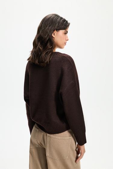 V-neck sweater — DARK BROWN 4