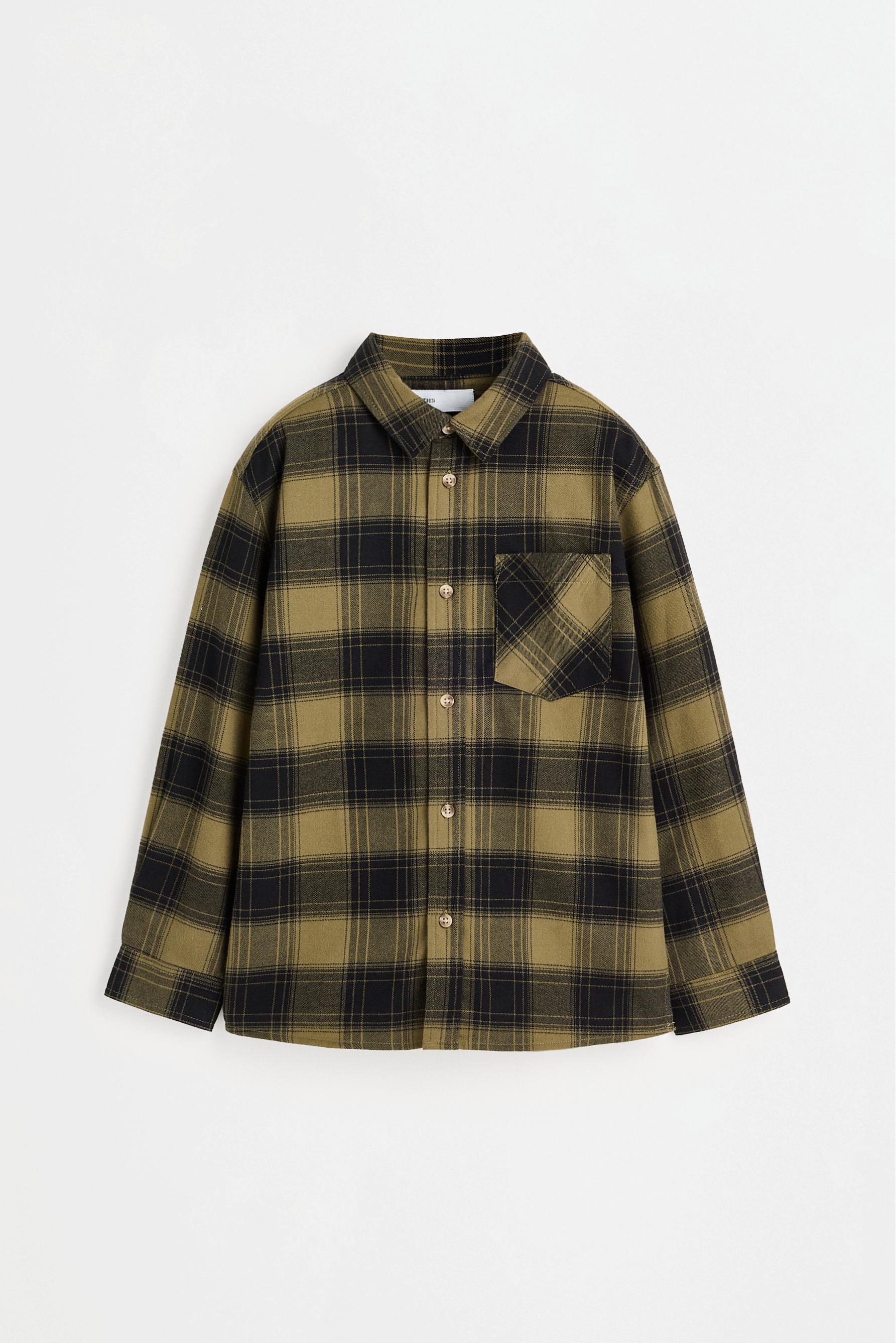 Plaid flannel shirt — KHAKI