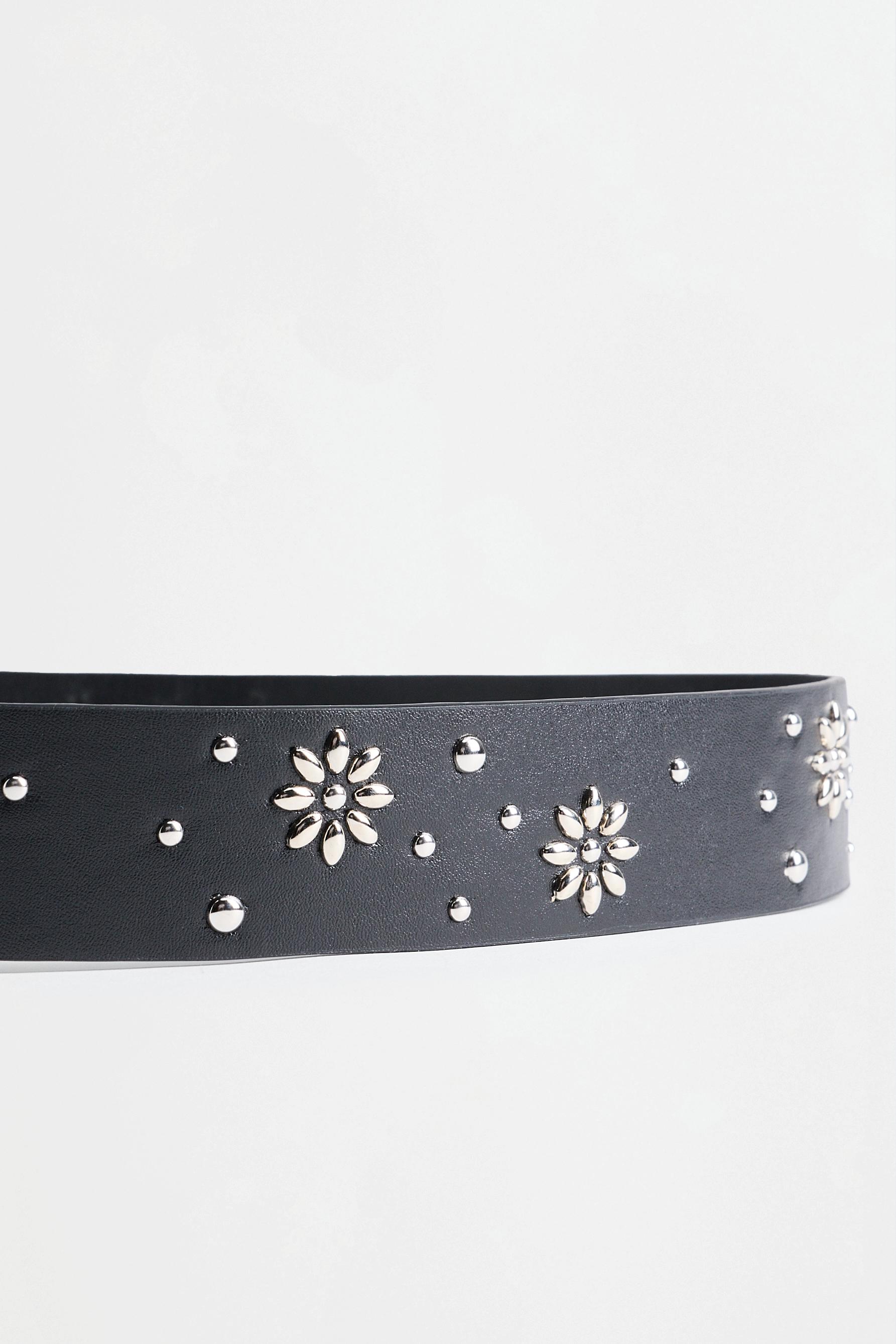 Floral stud belt — SILVER