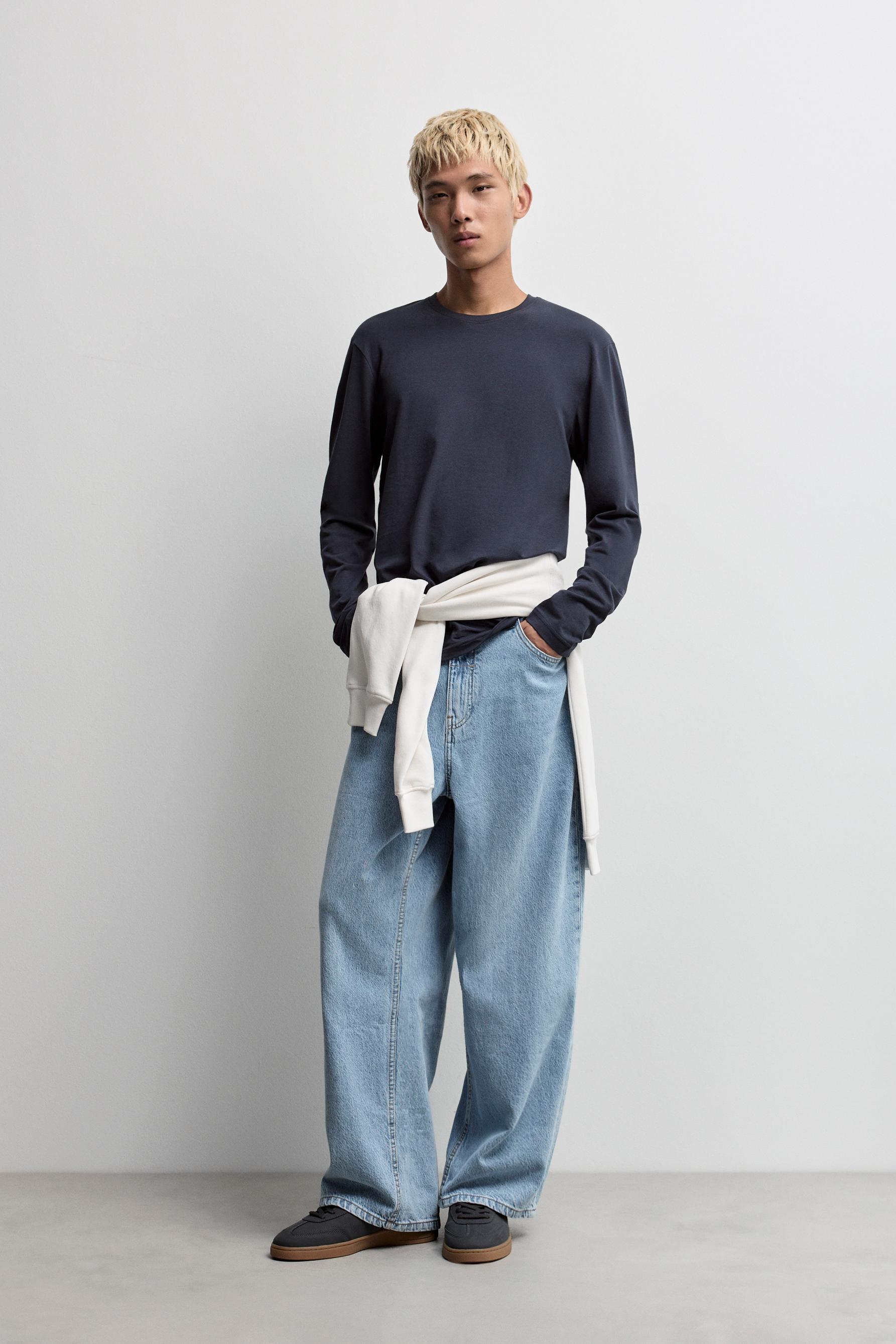 Basic long sleeve T-shirt — NAVY